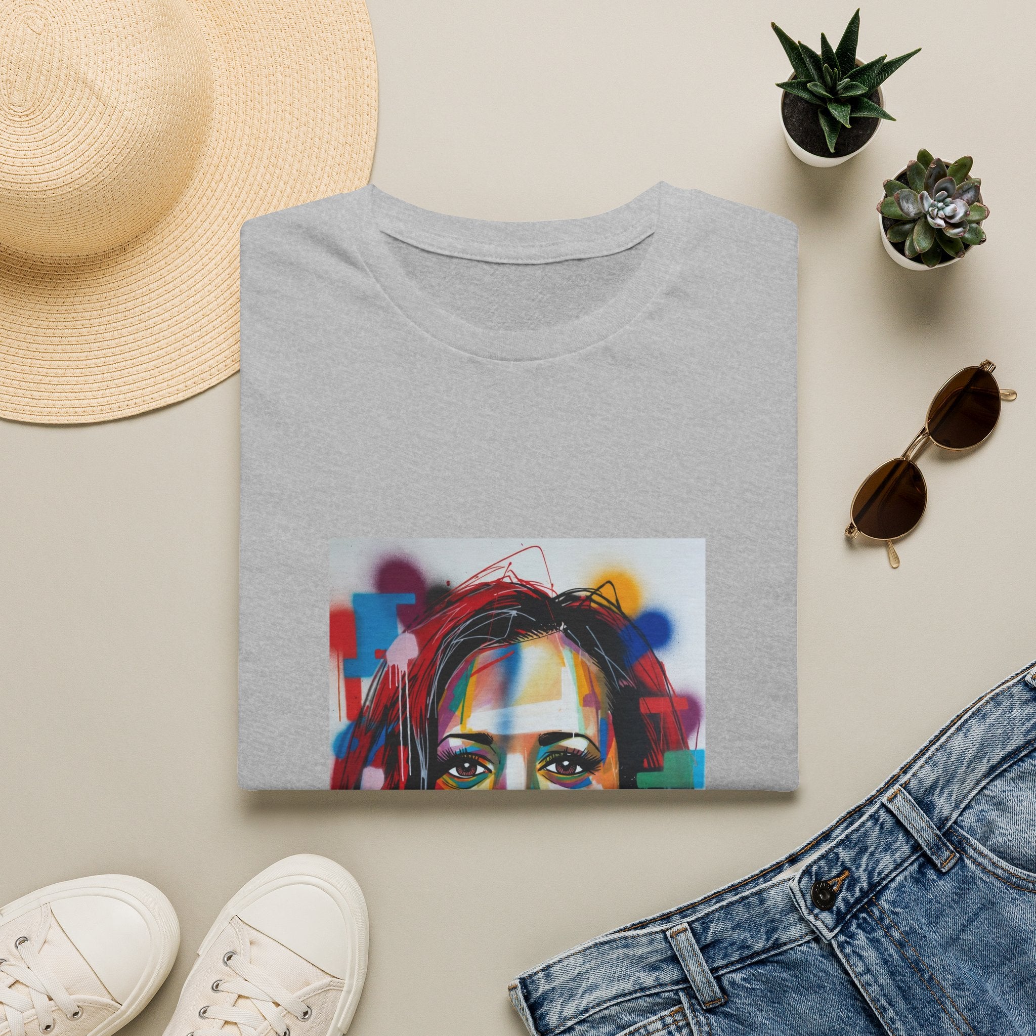 Abstract Artsy Kamala Portrait T-Shirt — Colorful Spray Paint Face Art Tee