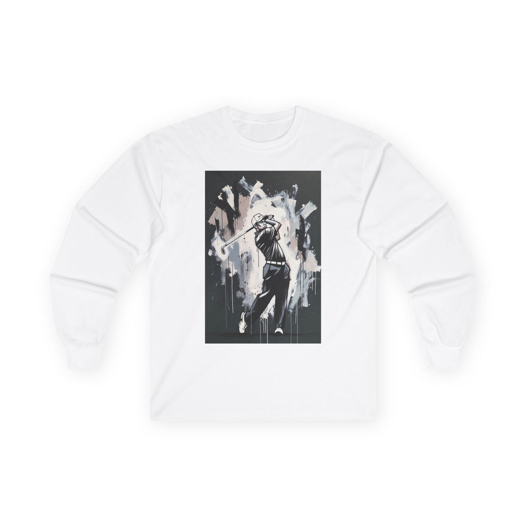 Golfer swing illustration Long Sleeve | monochrome golf art, athletic apparel