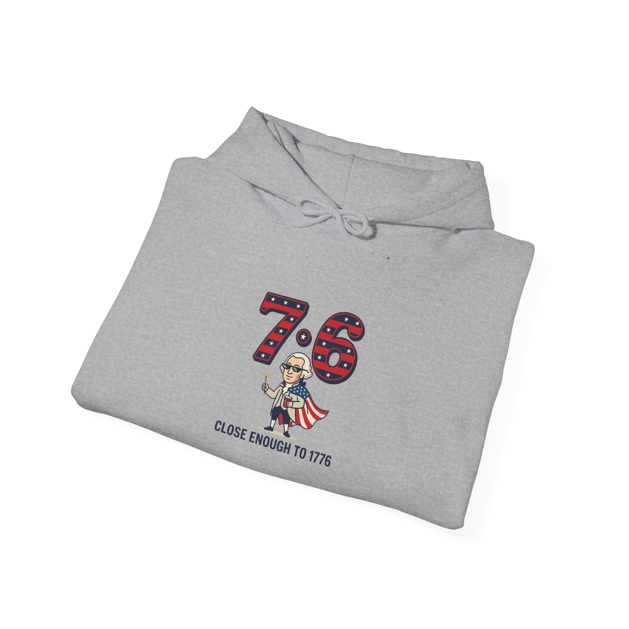 7·6 Patriotic Meme Hoodie | 1776 Vintage Numbers, Independence Humor