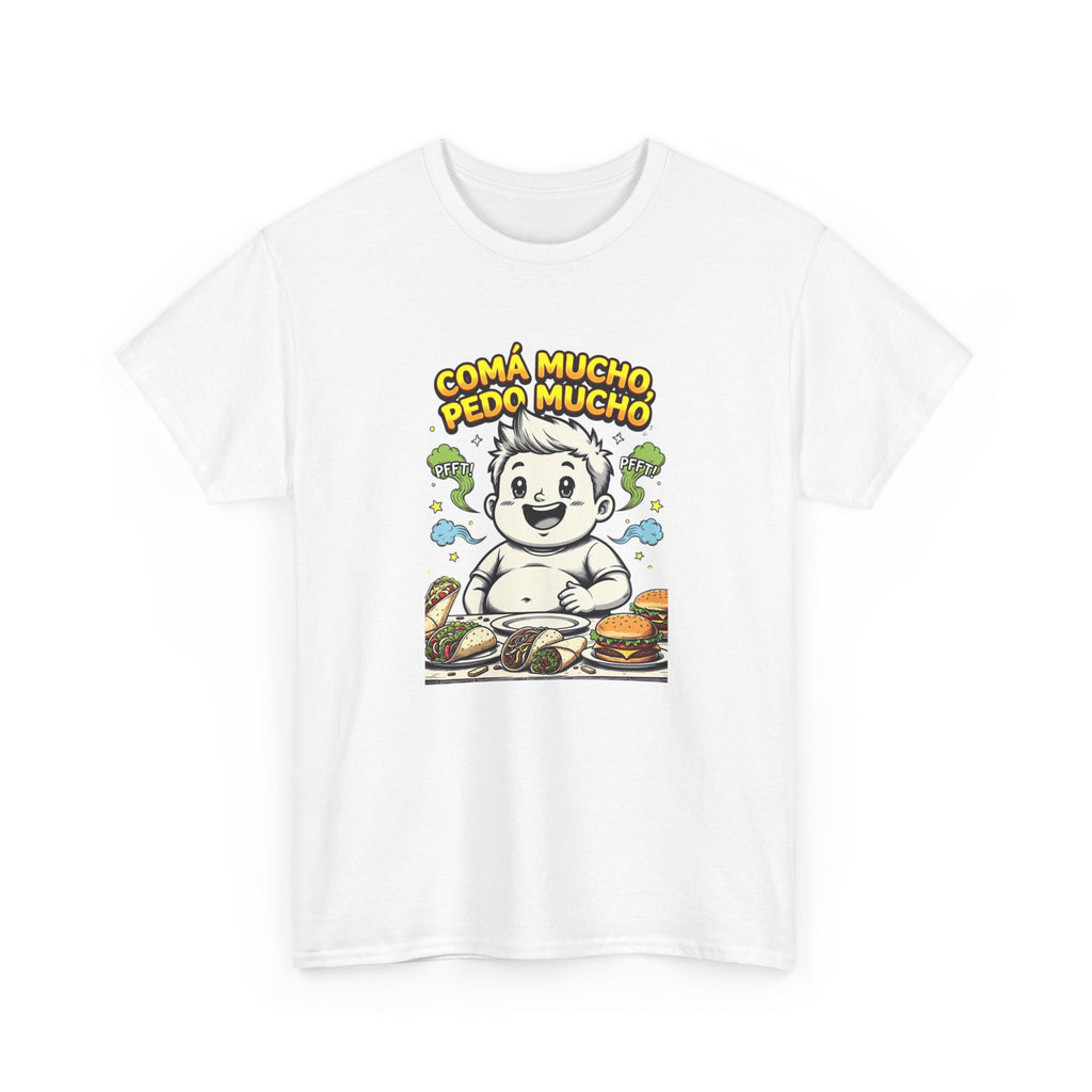 T-Shirt — "Coma Mucho Pedo Mucho" Funny Eating Cartoon Tee