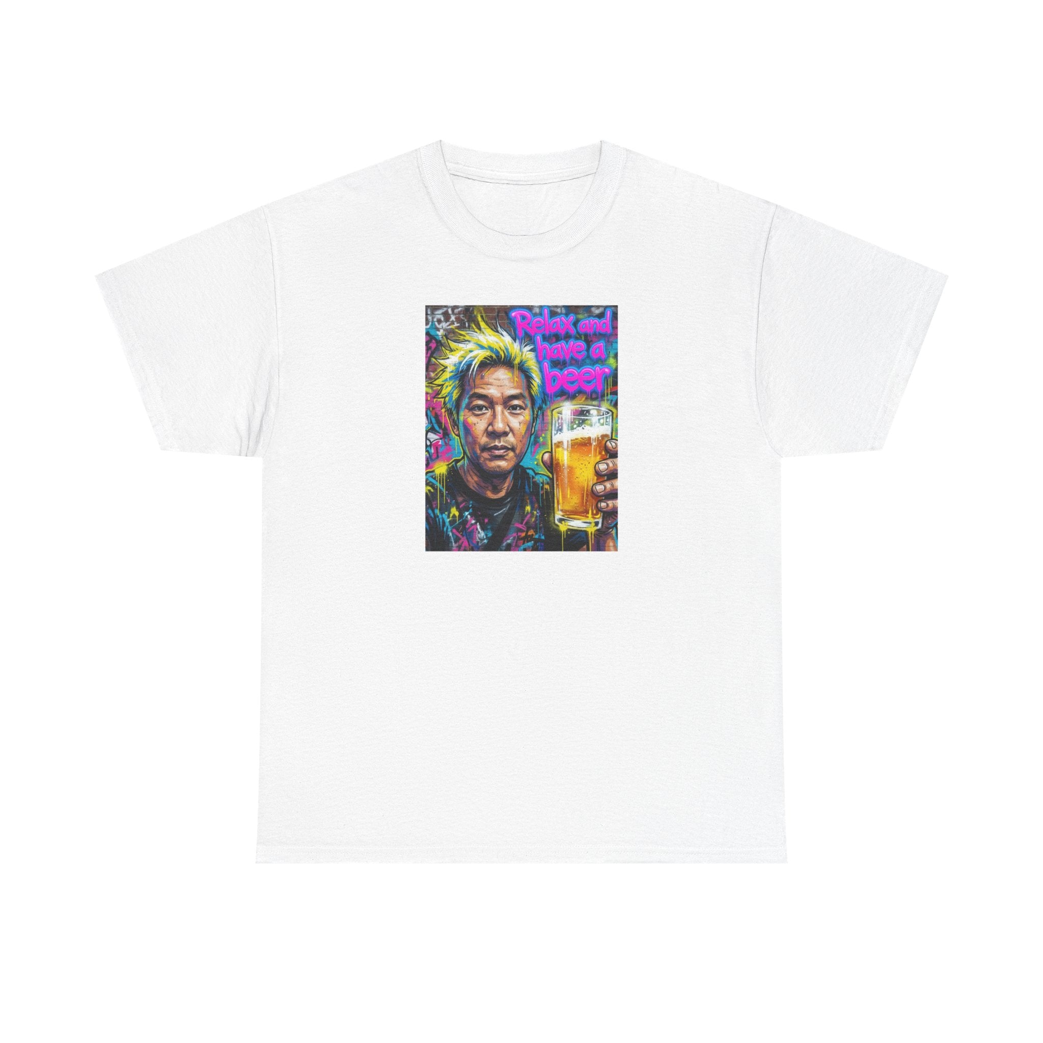 Retro Neon Beer Portrait T‑Shirt — 'Wish I Had A Beer' Graphic Tee