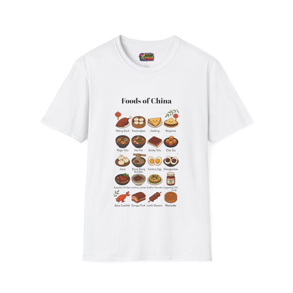 Foods of China T-Shirt — Cute Illustrated Chinese Cuisine Chart Tee