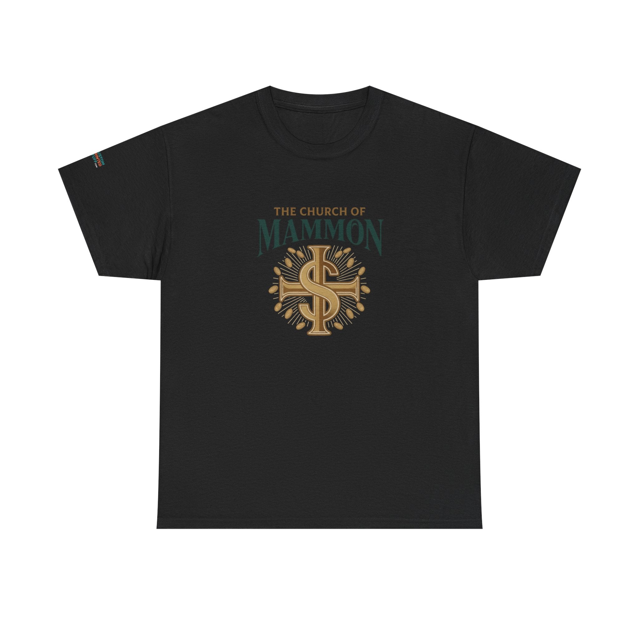The Church of Mammon Graphic Tee – Vintage Dollar Sign Christian Satire Shirt