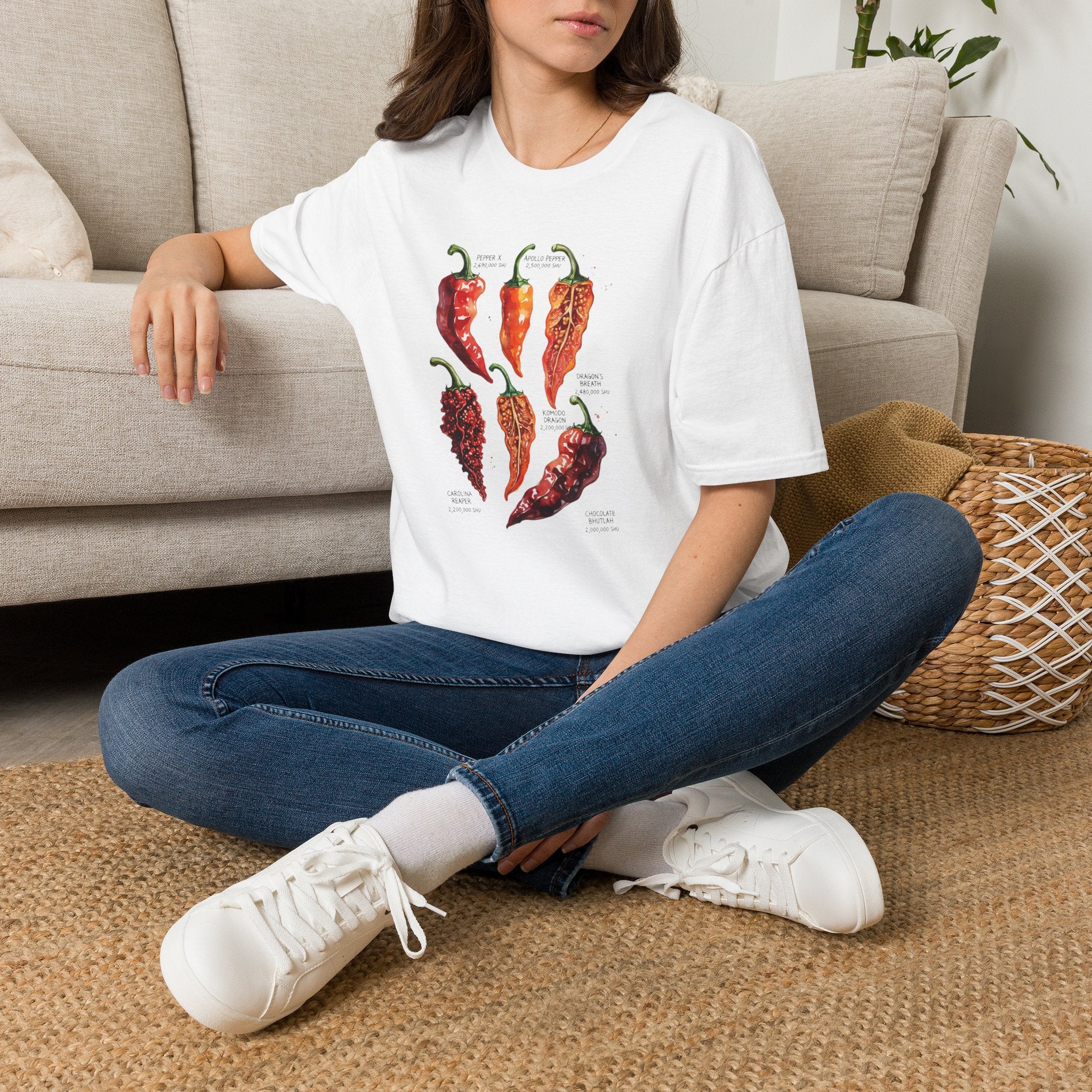 Chili Pepper Varieties T-Shirt – Vintage Botanical Hot Pepper Chart Tee