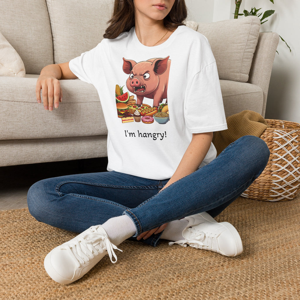 I'm Hangry! Pig Cartoon T-Shirt - Funny Foodie Animal Tee