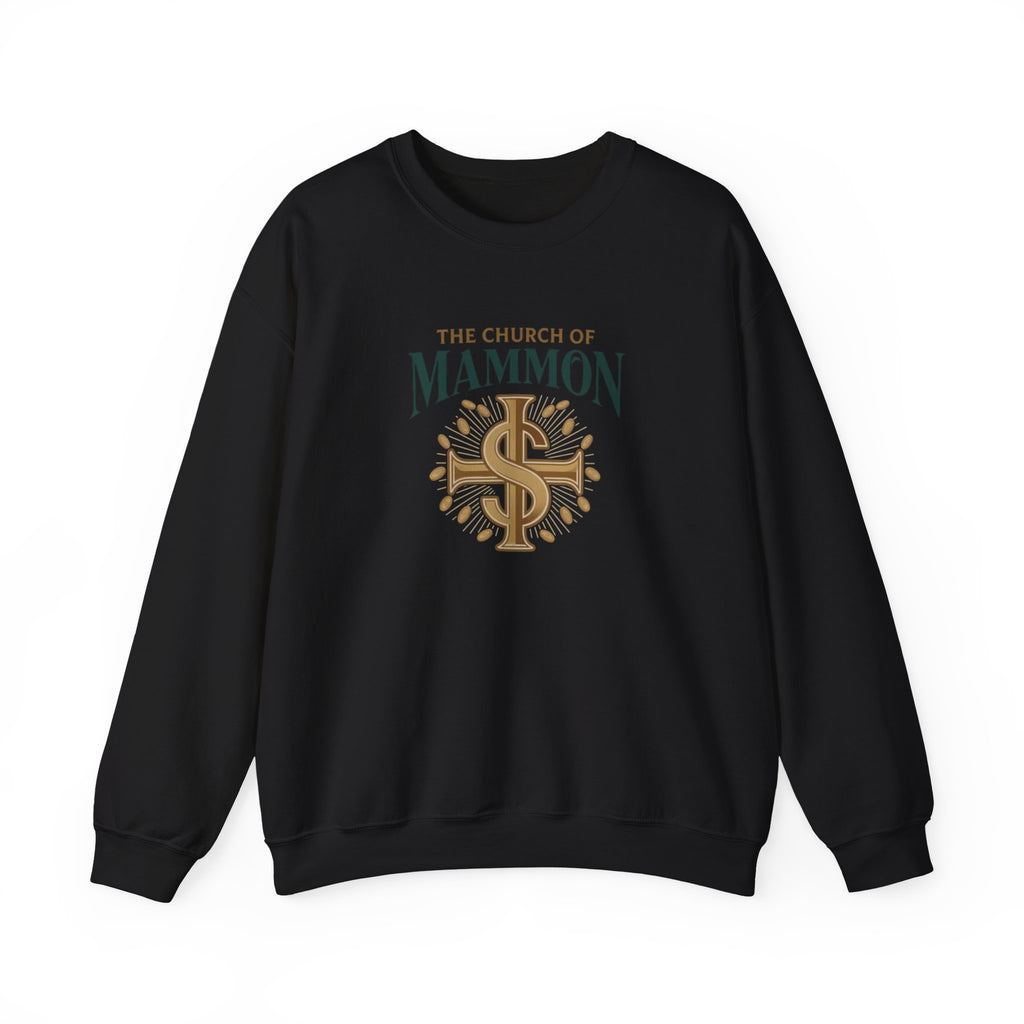 Crewneck Sweatshirt – "The Church of Mammon" Graphic Pullover