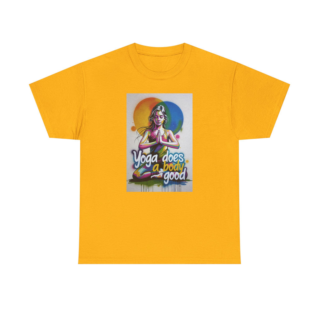Yoga Does a Body Good T-Shirt — Colorful Meditation Graphic Tee for Yogis