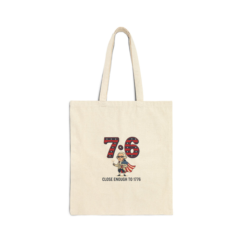 7·6 Patriotic Meme Tote | 1776 History Nostalgia, Vintage USA Canvas