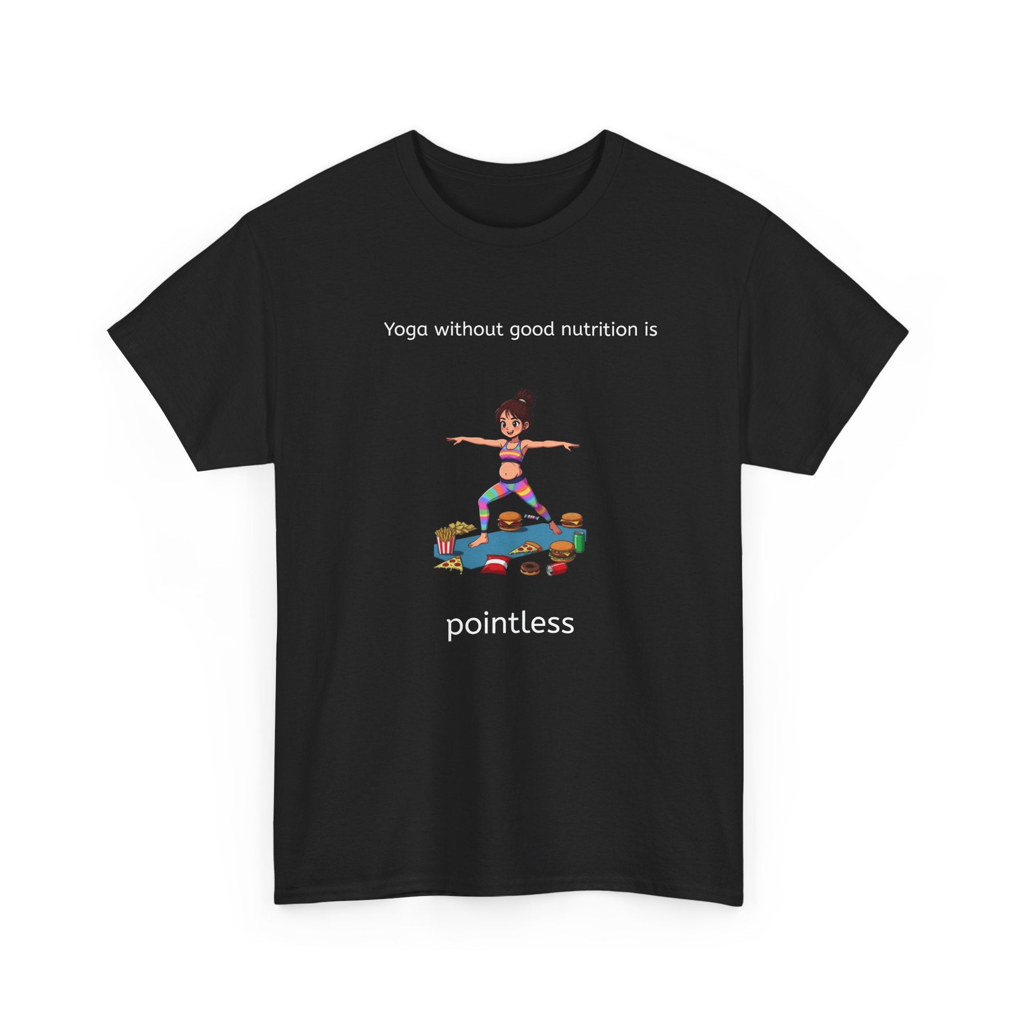 Yoga Girl Tee fastfood — Colorful Warrior II Pose Shirt for Women & Girls