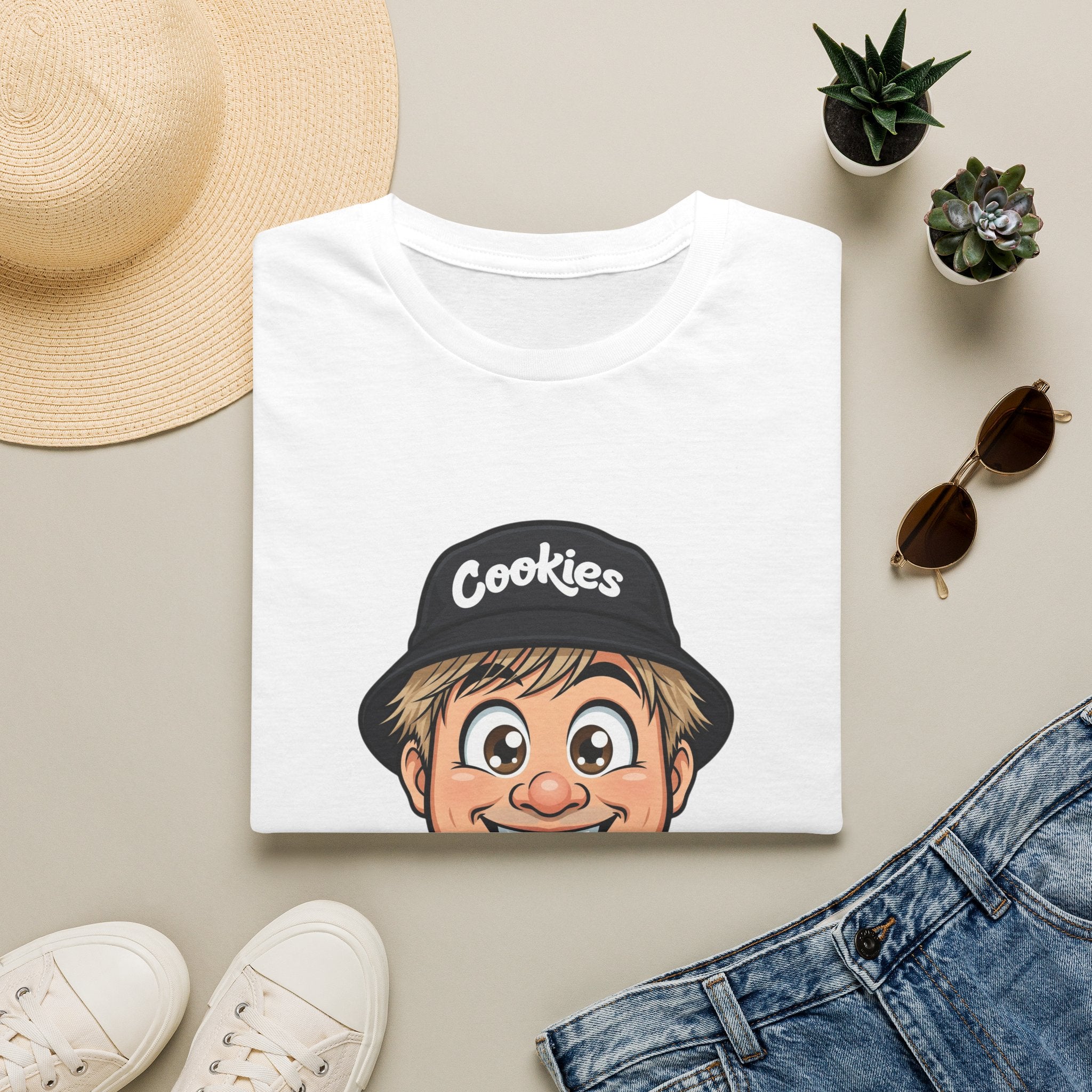 Cookies Brand Cartoon Boy T-Shirt — Smiling Kid Logo Tee