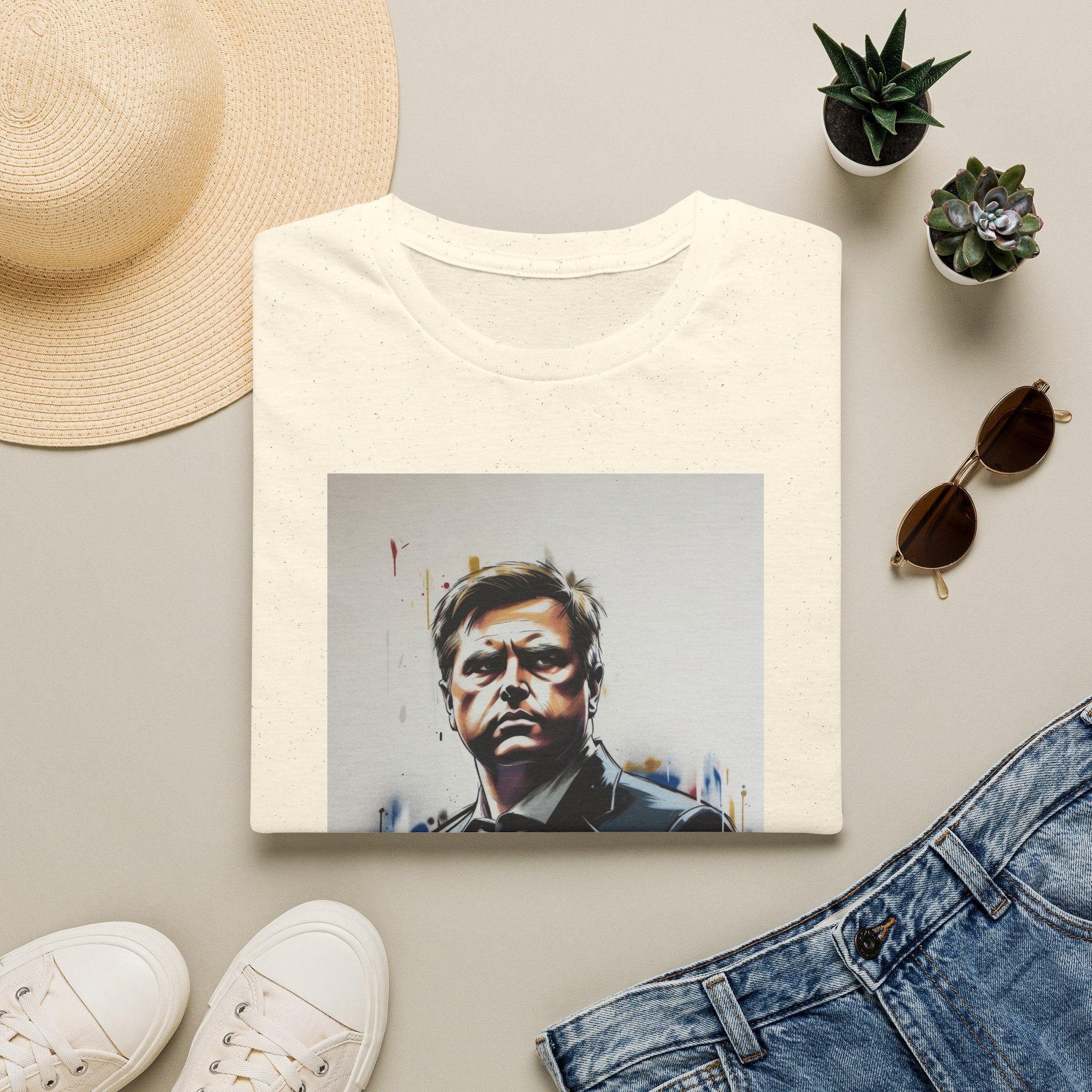 Portrait Artsy JD T-Shirt — Stylized Gentleman's Painted Face Graphic Tee