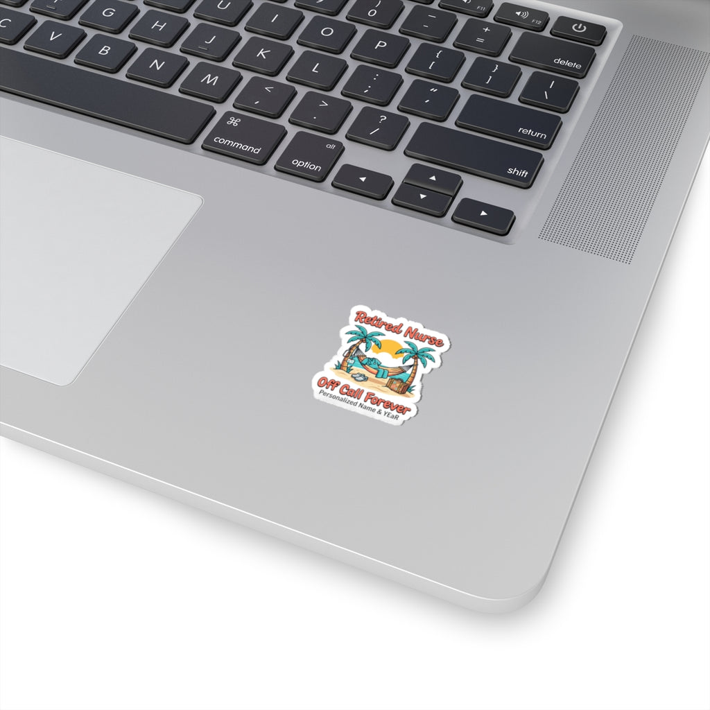Retired Nurse Beach Scene Kiss-Cut Sticker | Retirement, Personalized Year