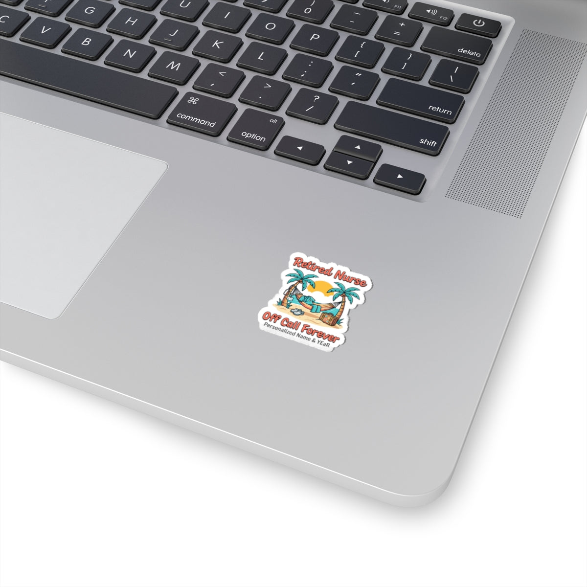 Retired Nurse Beach Scene Kiss-Cut Sticker | Retirement, Personalized Year