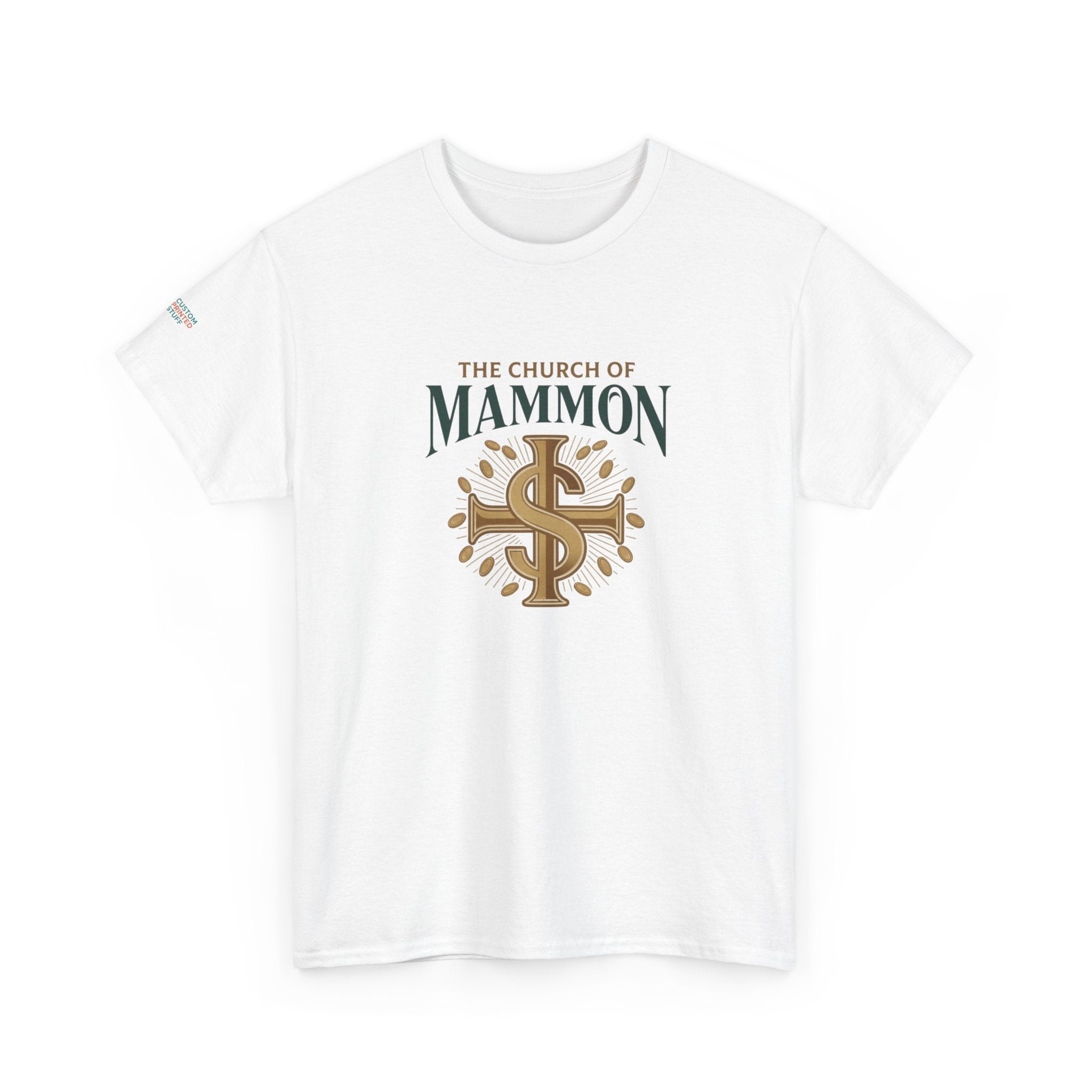 The Church of Mammon Graphic Tee – Vintage Dollar Sign Christian Satire Shirt