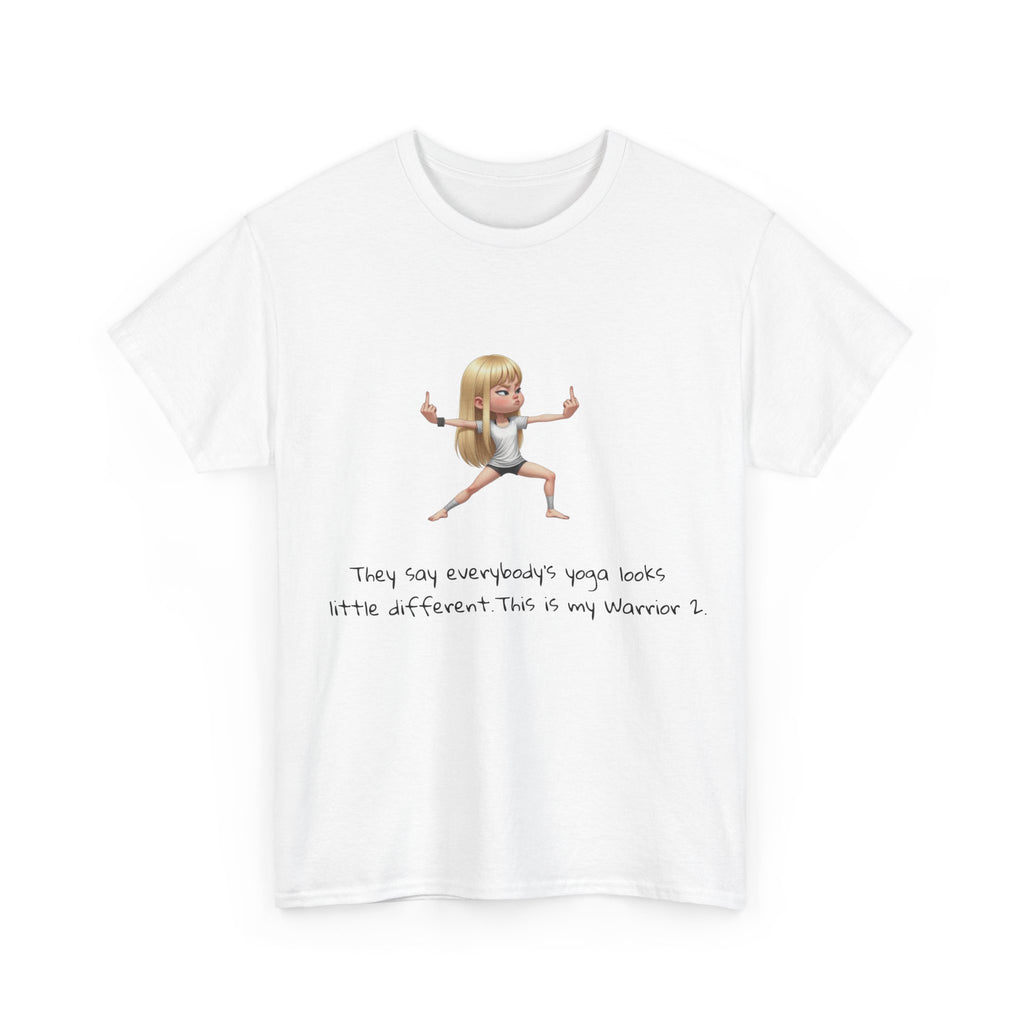 Yoga Warrior 2 — Funny Cartoon Girl with Quote