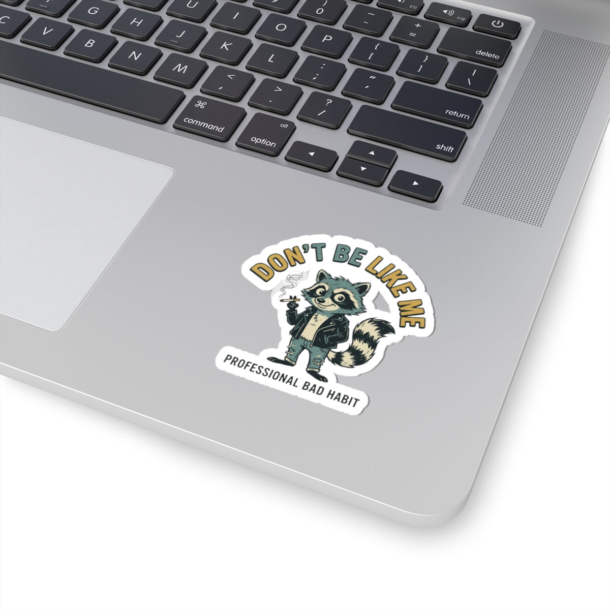 Dont Be Like Me Racoon Sticker | absurdist animal, smoking, ironic alt meme