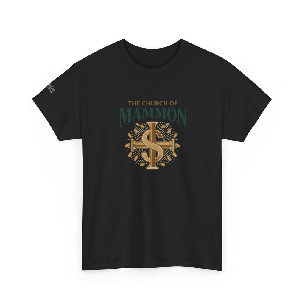 The Church of Mammon Graphic Tee – Vintage Dollar Sign Christian Satire Shirt