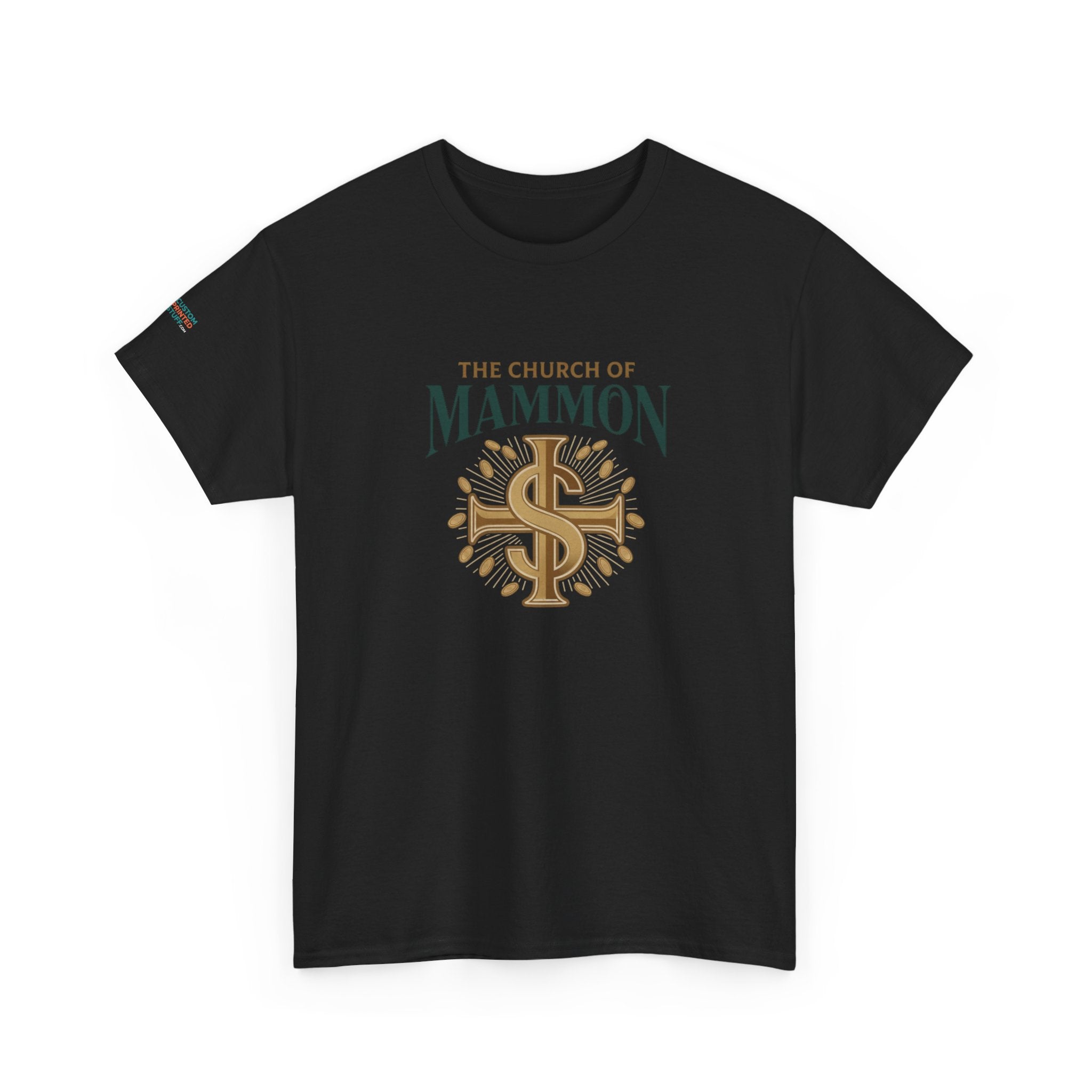 The Church of Mammon Graphic Tee – Vintage Dollar Sign Christian Satire Shirt