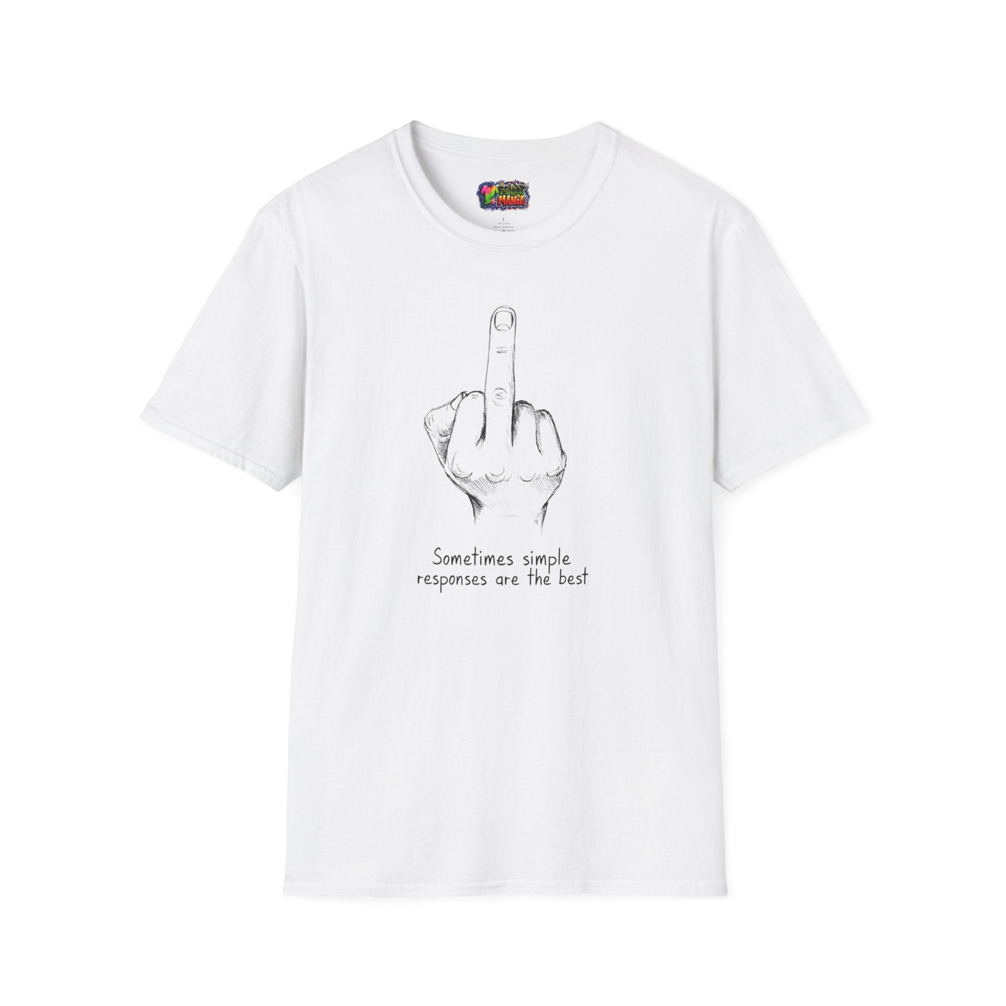 Middle Finger Sketch T-Shirt — "Sometimes simple responses are the best" Graphic Tee