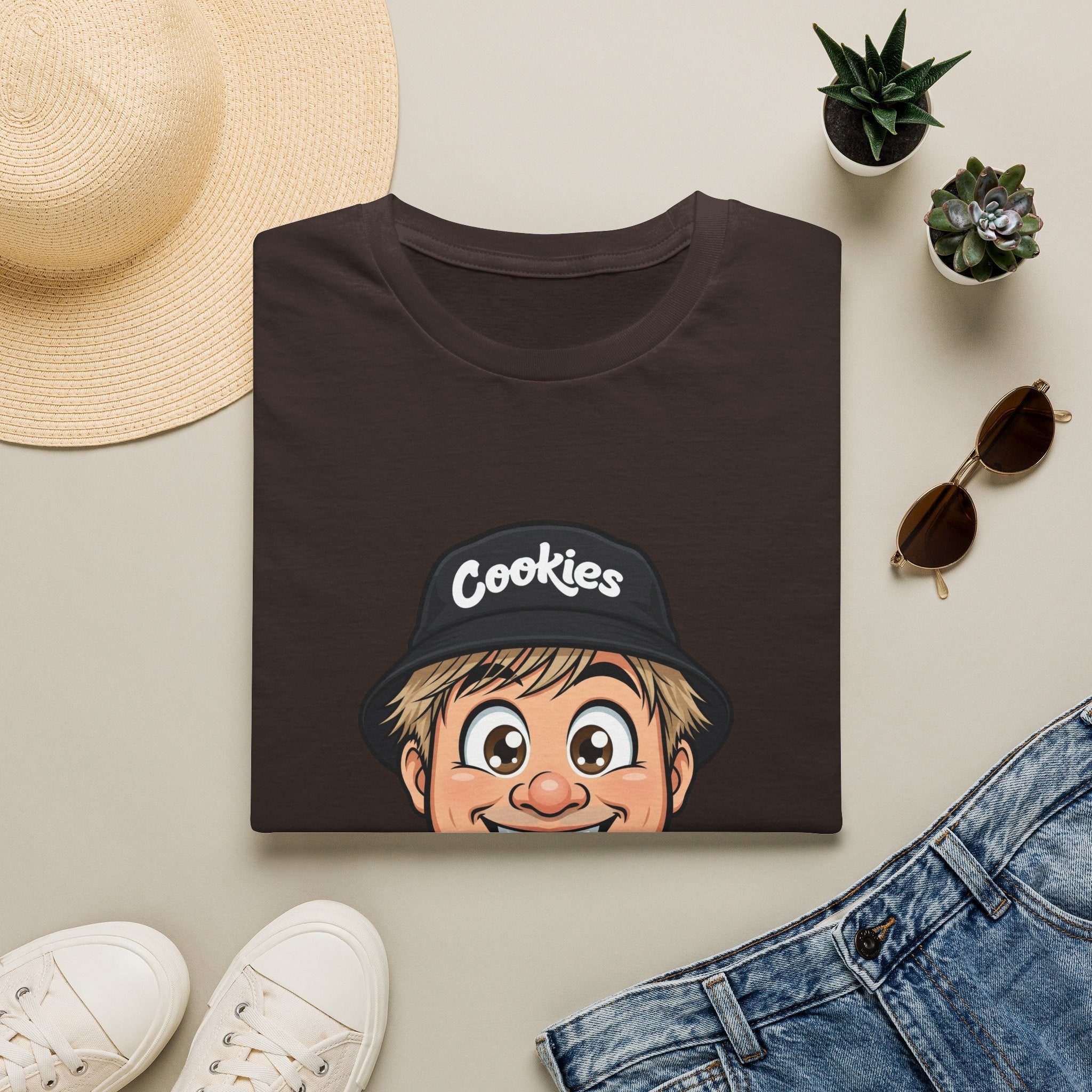 Cookies Brand Cartoon Boy T-Shirt — Smiling Kid Logo Tee