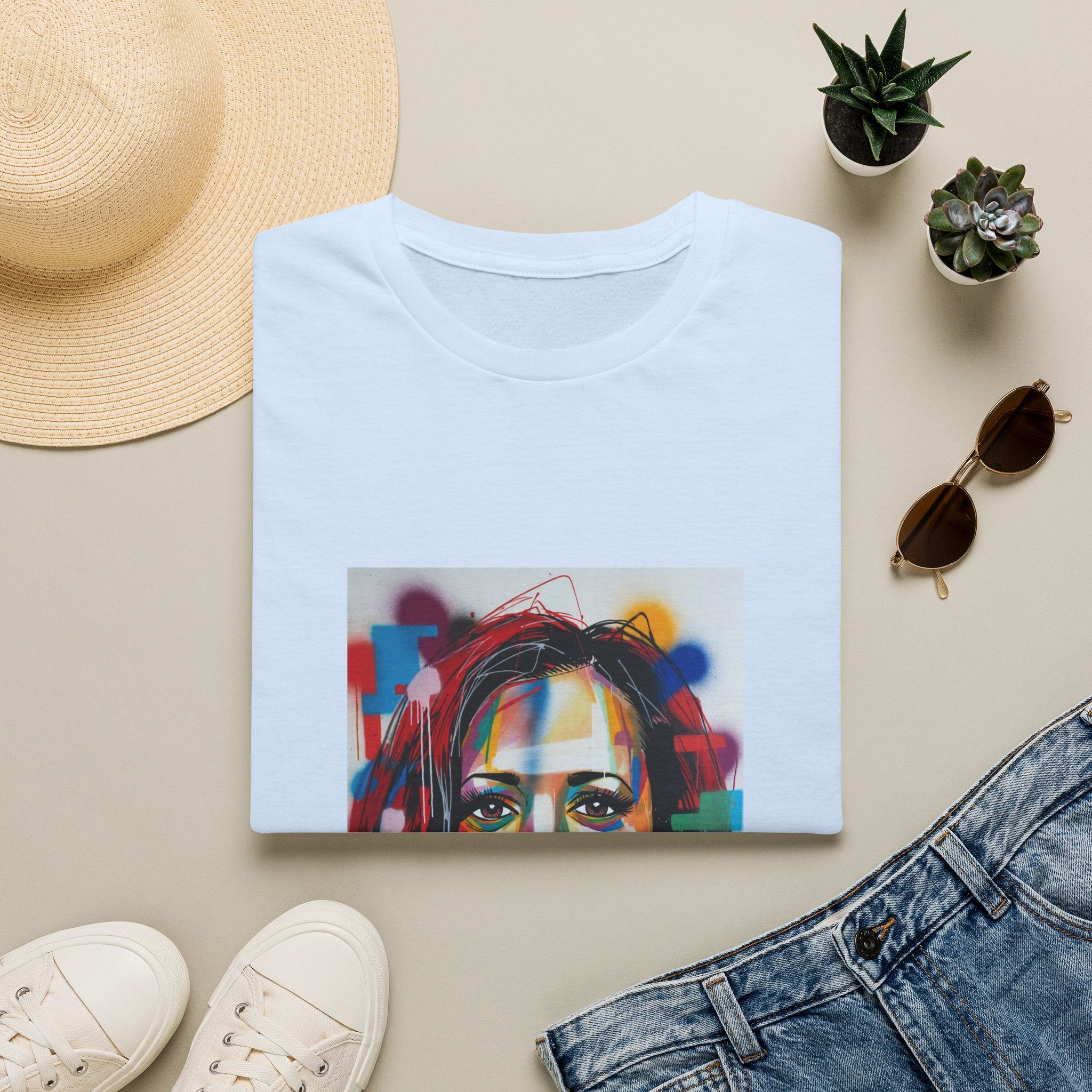 Abstract Artsy Kamala Portrait T-Shirt — Colorful Spray Paint Face Art Tee