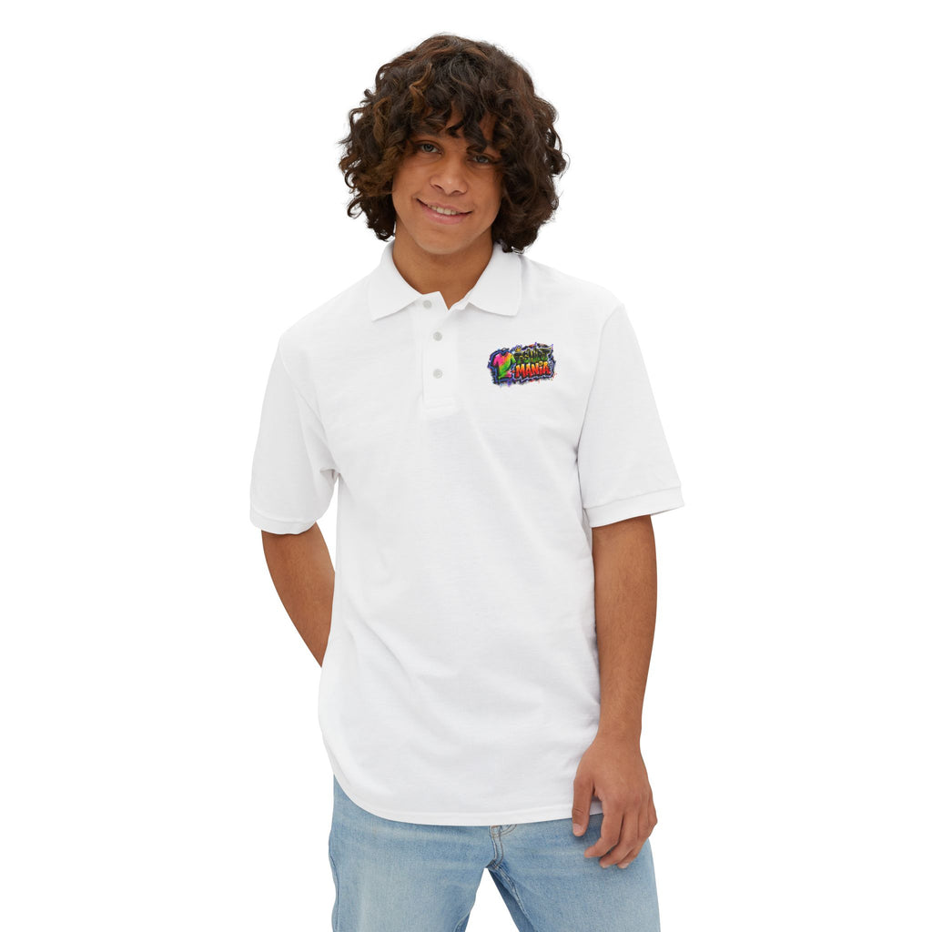 Men's Polo — Colorful Graffiti 'MANIA' Logo Performance Shirt