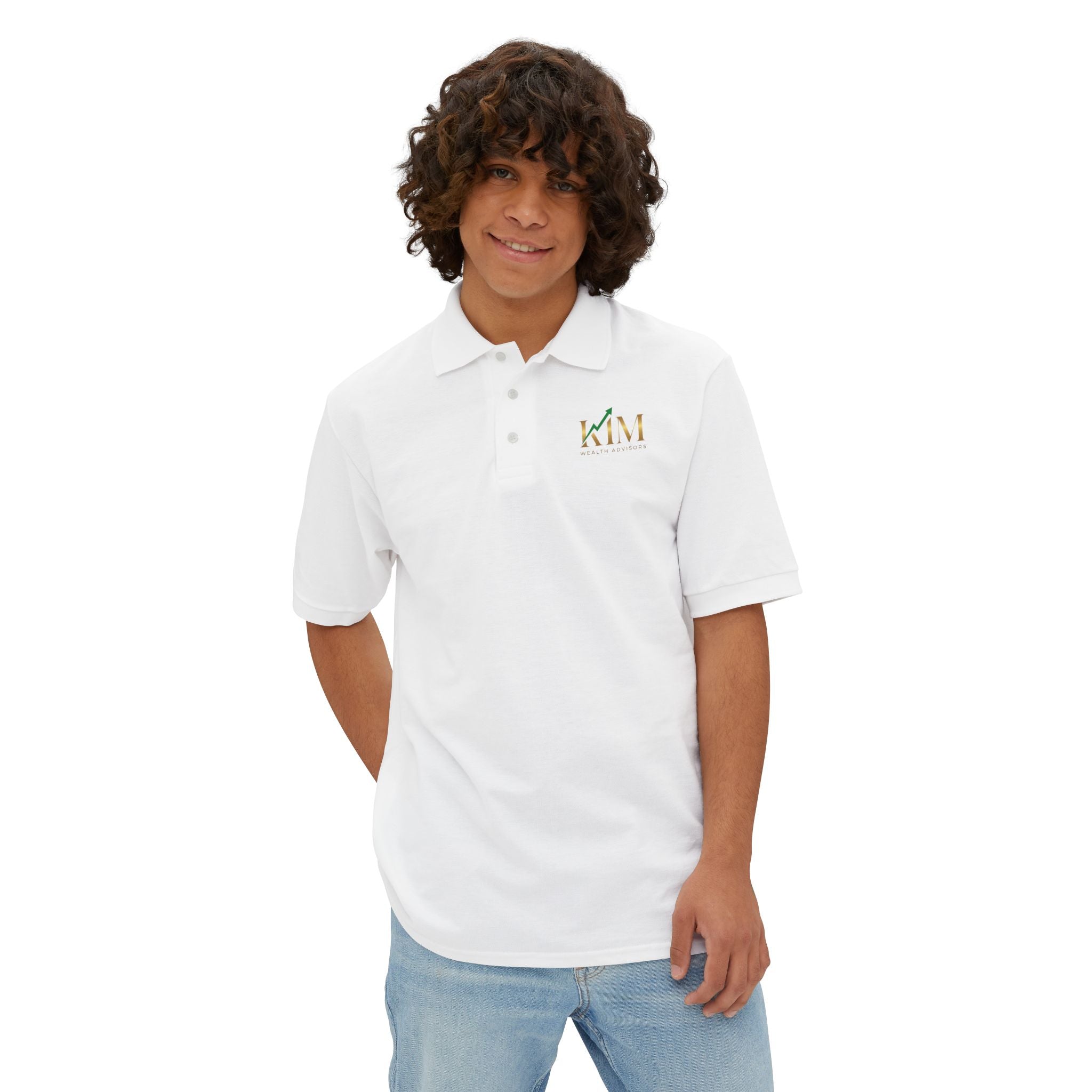 Men's Piqué Polo — Embroidered KIM Monogram Chest Polo