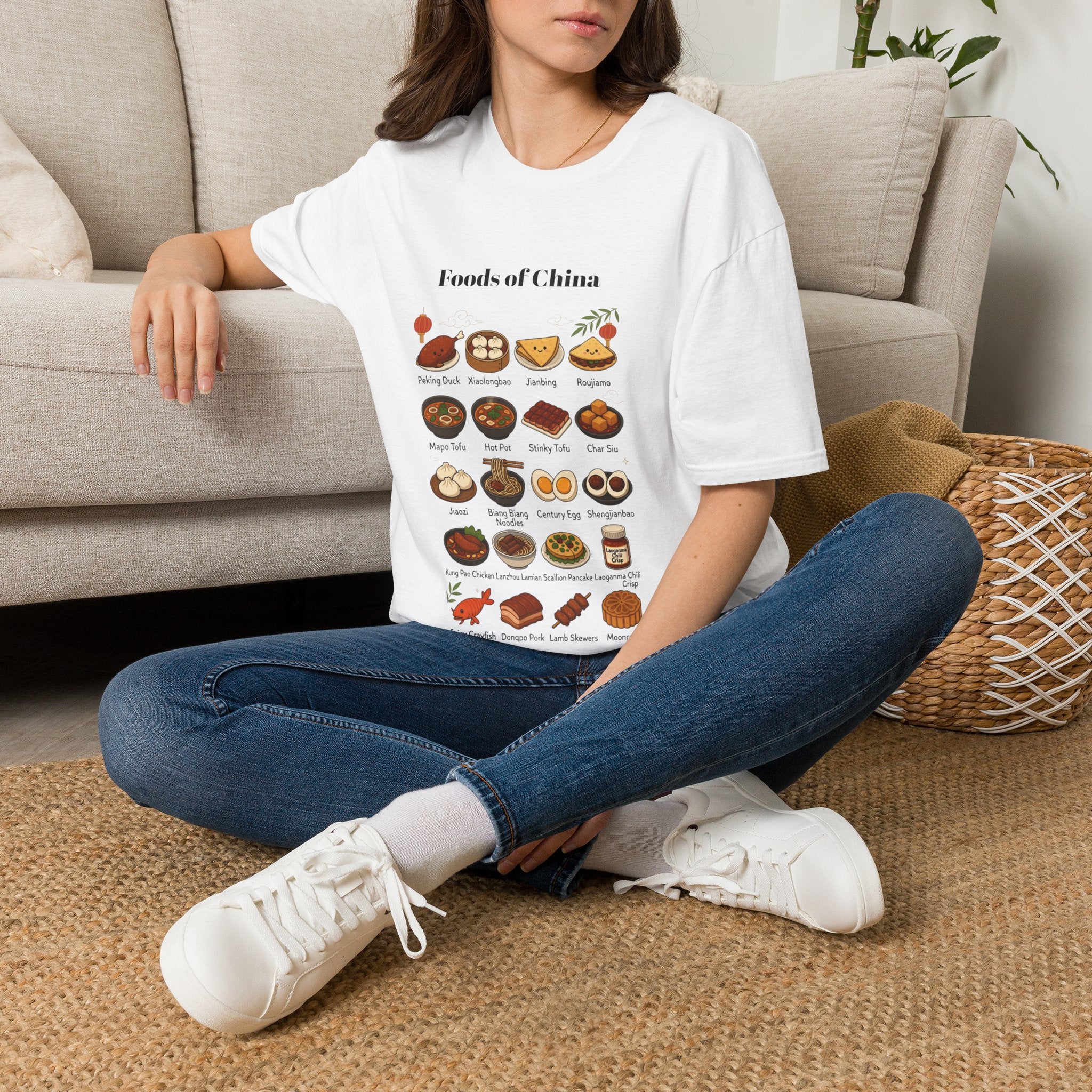Foods of China T-Shirt — Cute Illustrated Chinese Cuisine Chart Tee