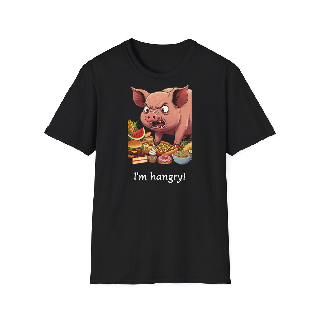 I'm Hangry! Pig Cartoon T-Shirt - Funny Foodie Animal Tee
