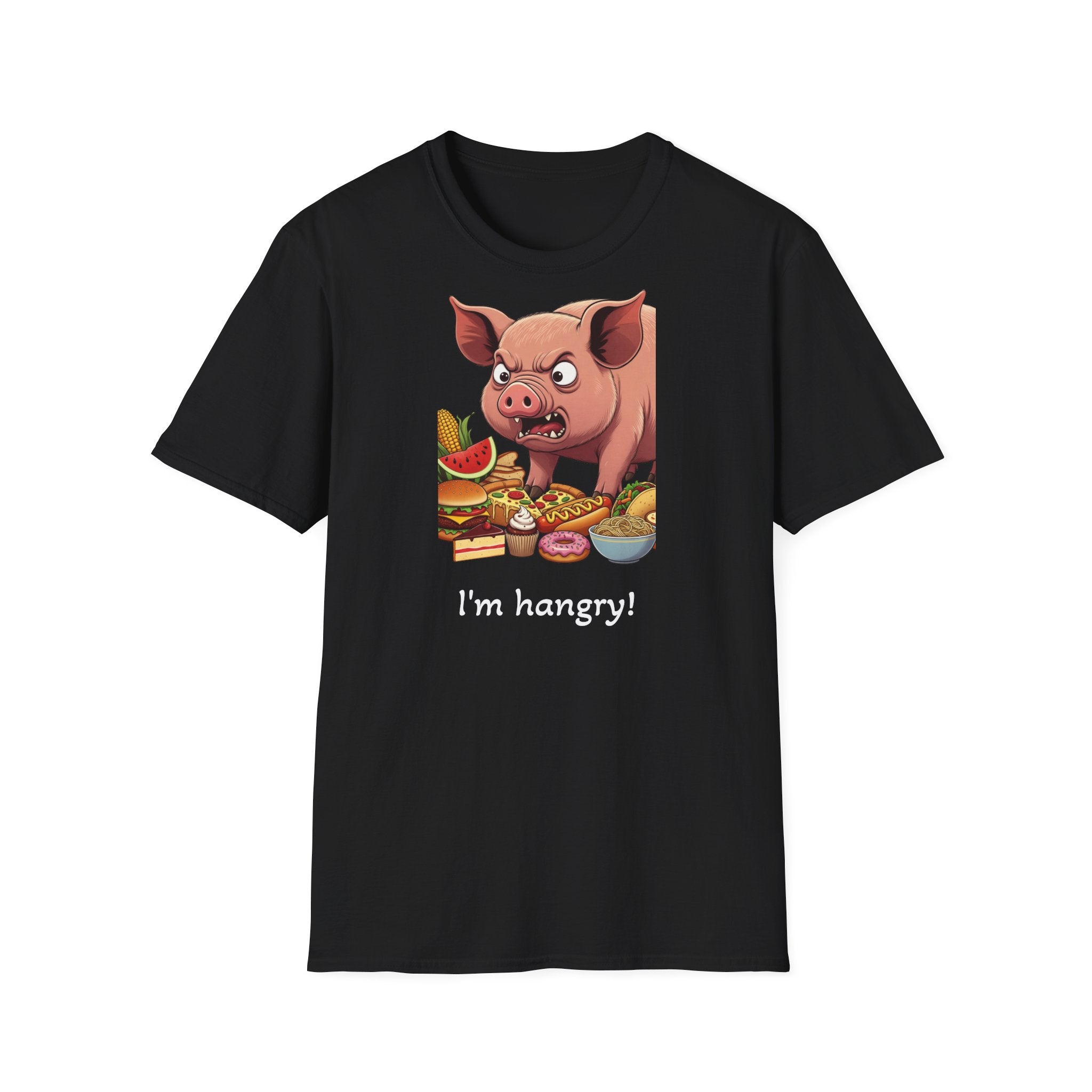 I'm Hangry! Pig Cartoon T-Shirt - Funny Foodie Animal Tee