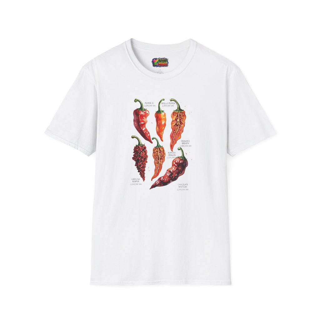 Chili Pepper Varieties T-Shirt – Vintage Botanical Hot Pepper Chart Tee