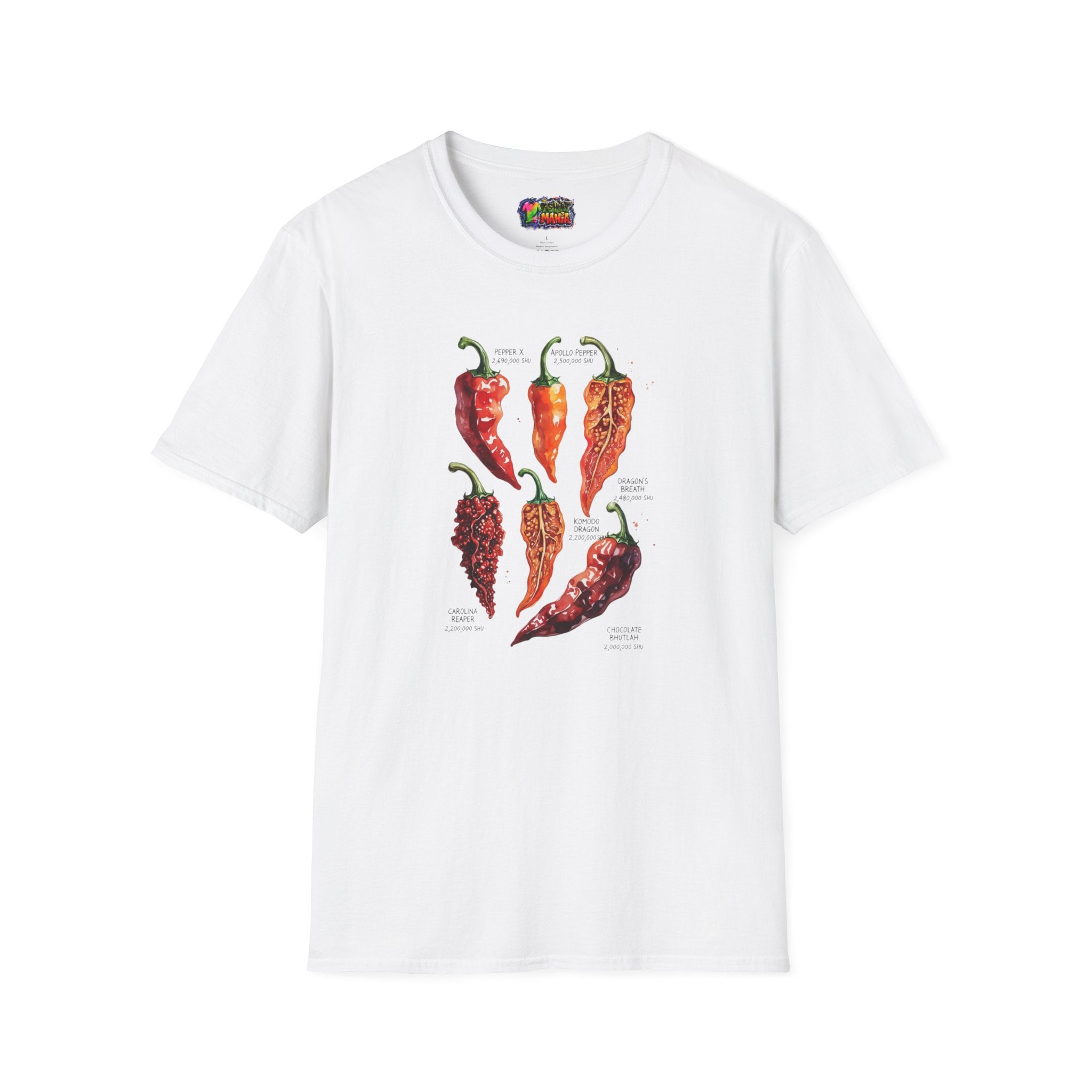 Chili Pepper Varieties T-Shirt – Vintage Botanical Hot Pepper Chart Tee