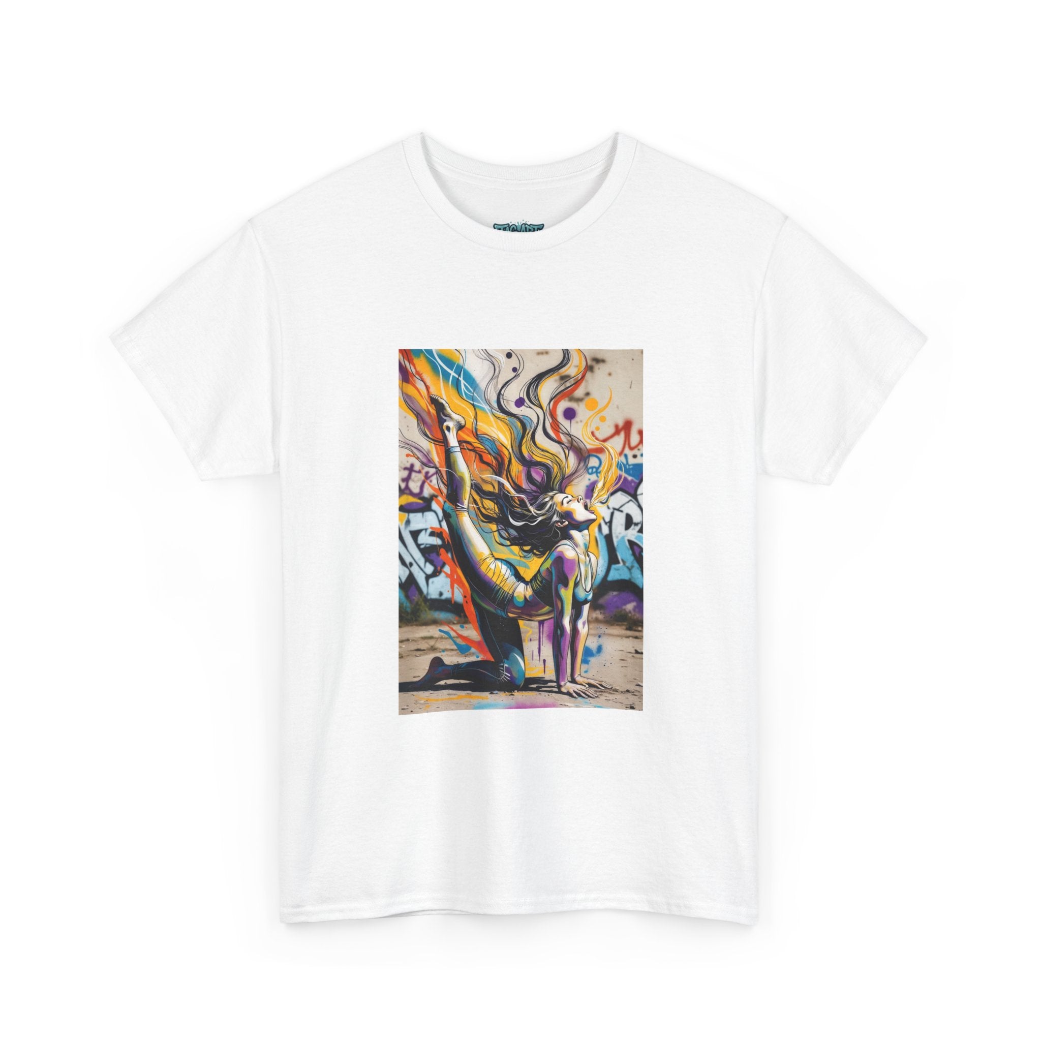 Yoga Graphic Tee — Colorful Street Art Print
