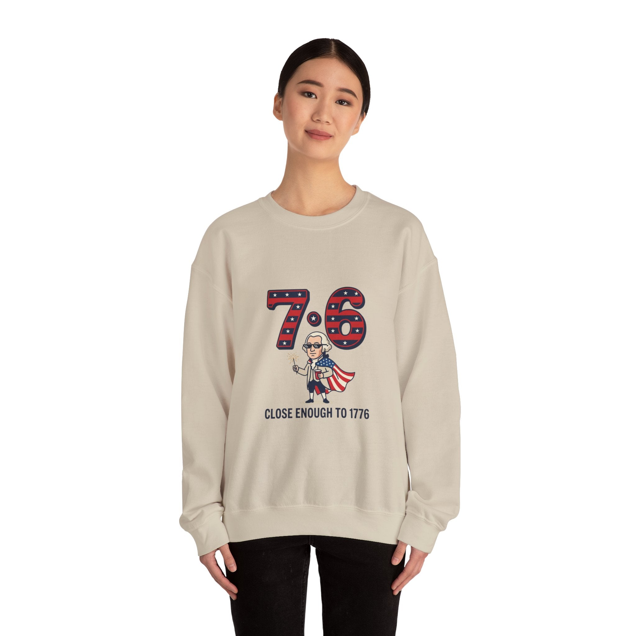 1776 Meme Nostalgia Crewneck Sweatshirt | patriotic vintage numbers