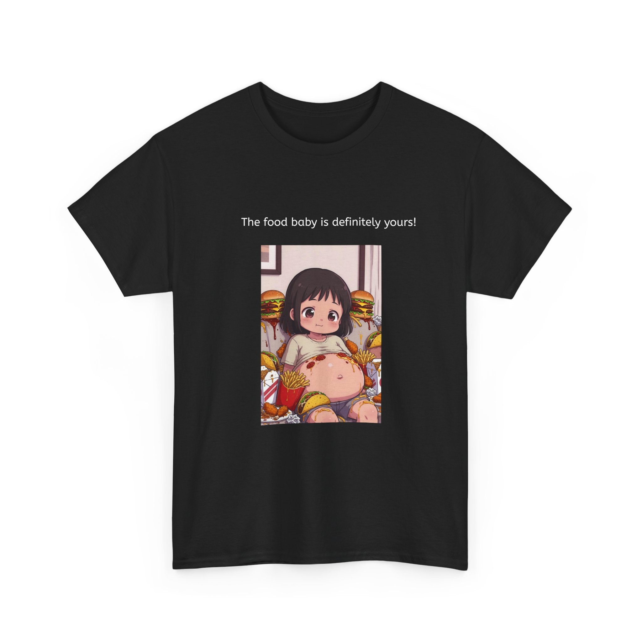 Anime Snack Girl T-Shirt — “The food baby is definitely yours” Cute Kawaii Graphic Tee