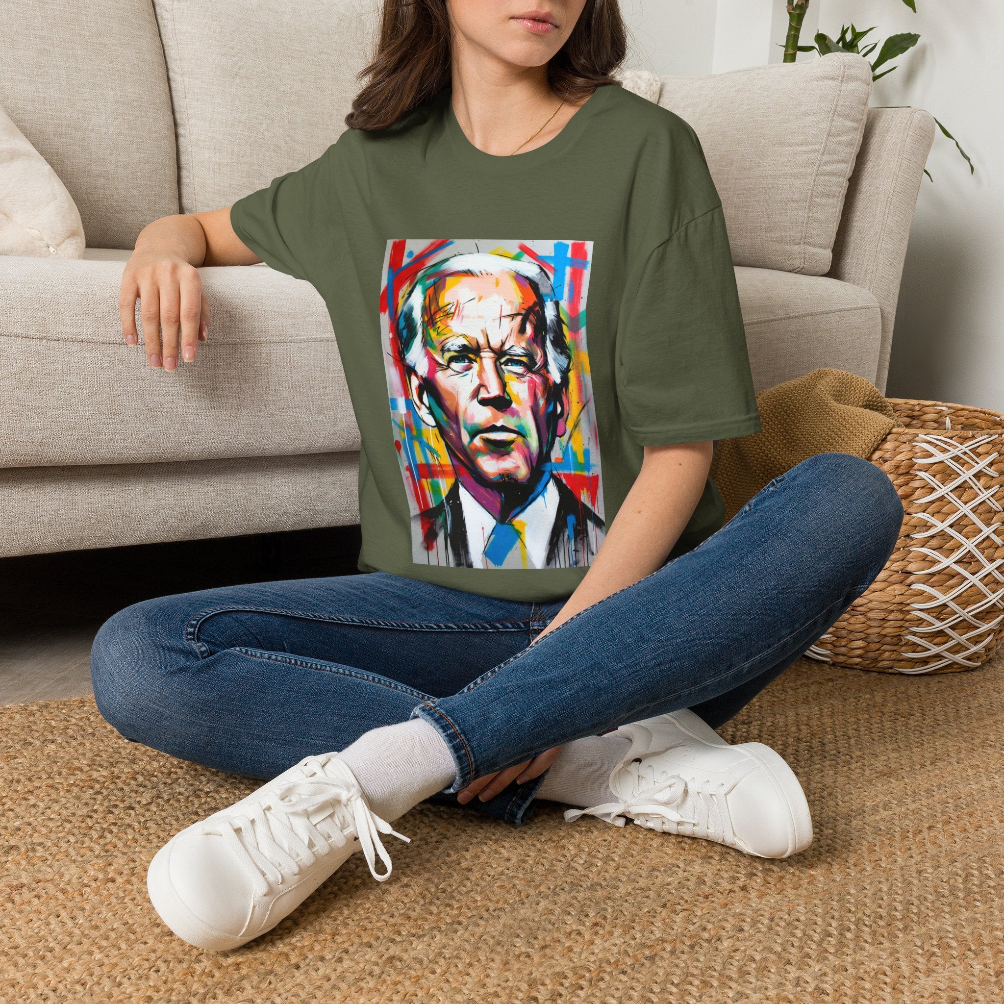 Artsy Biden Portrait T‑Shirt — Colorful Pop Art President Tee