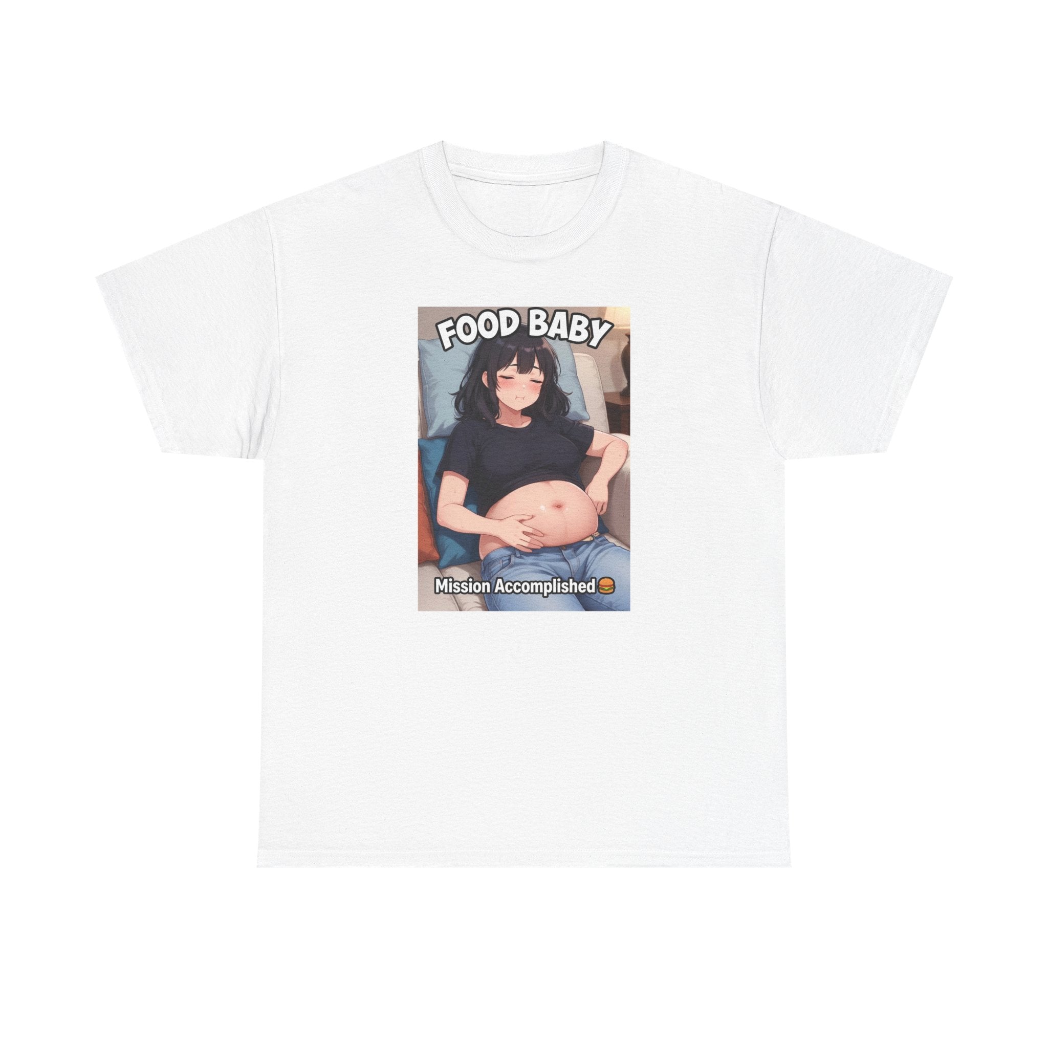 T-Shirt — "Food Baby" Graphic Belly Laugh Tee