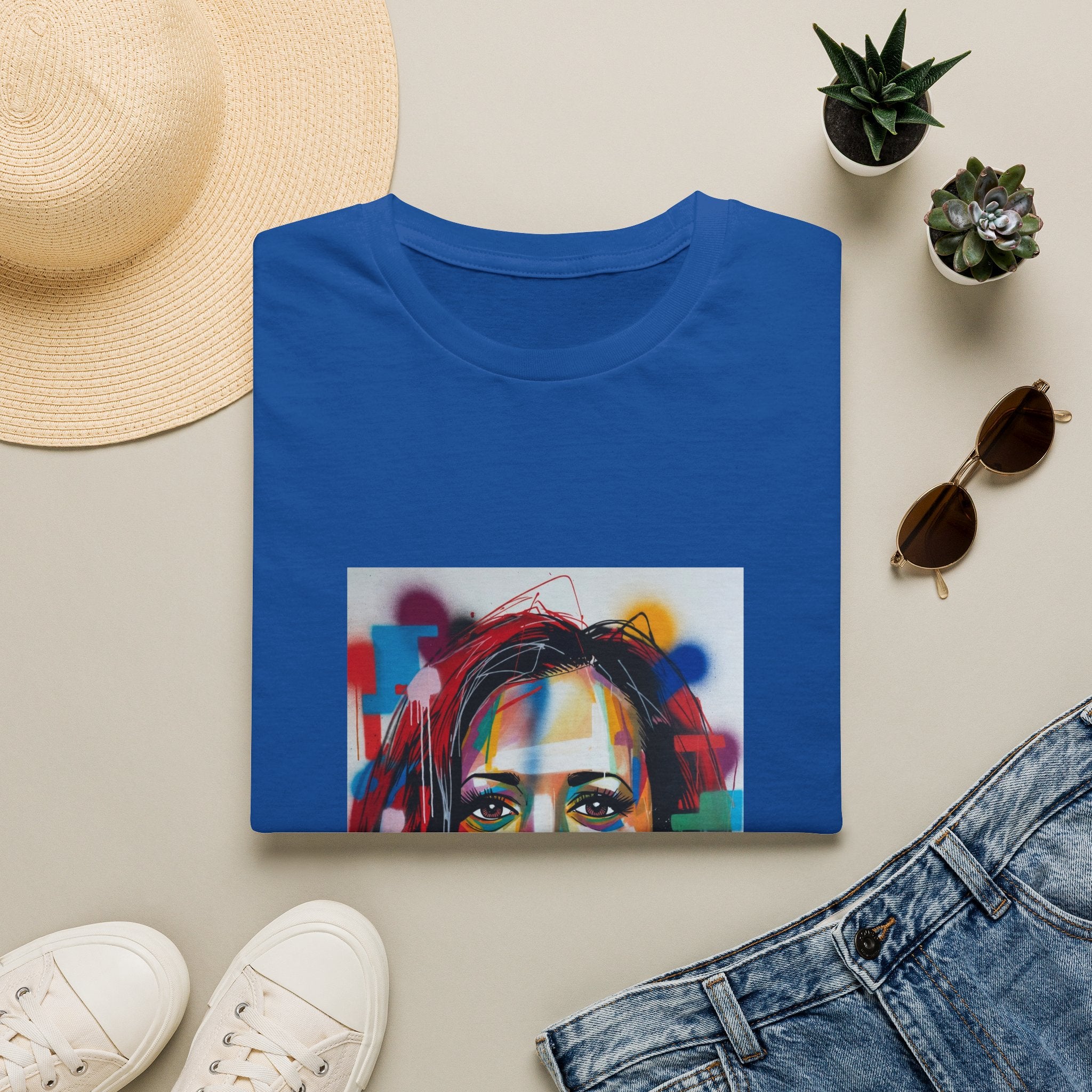 Abstract Artsy Kamala Portrait T-Shirt — Colorful Spray Paint Face Art Tee
