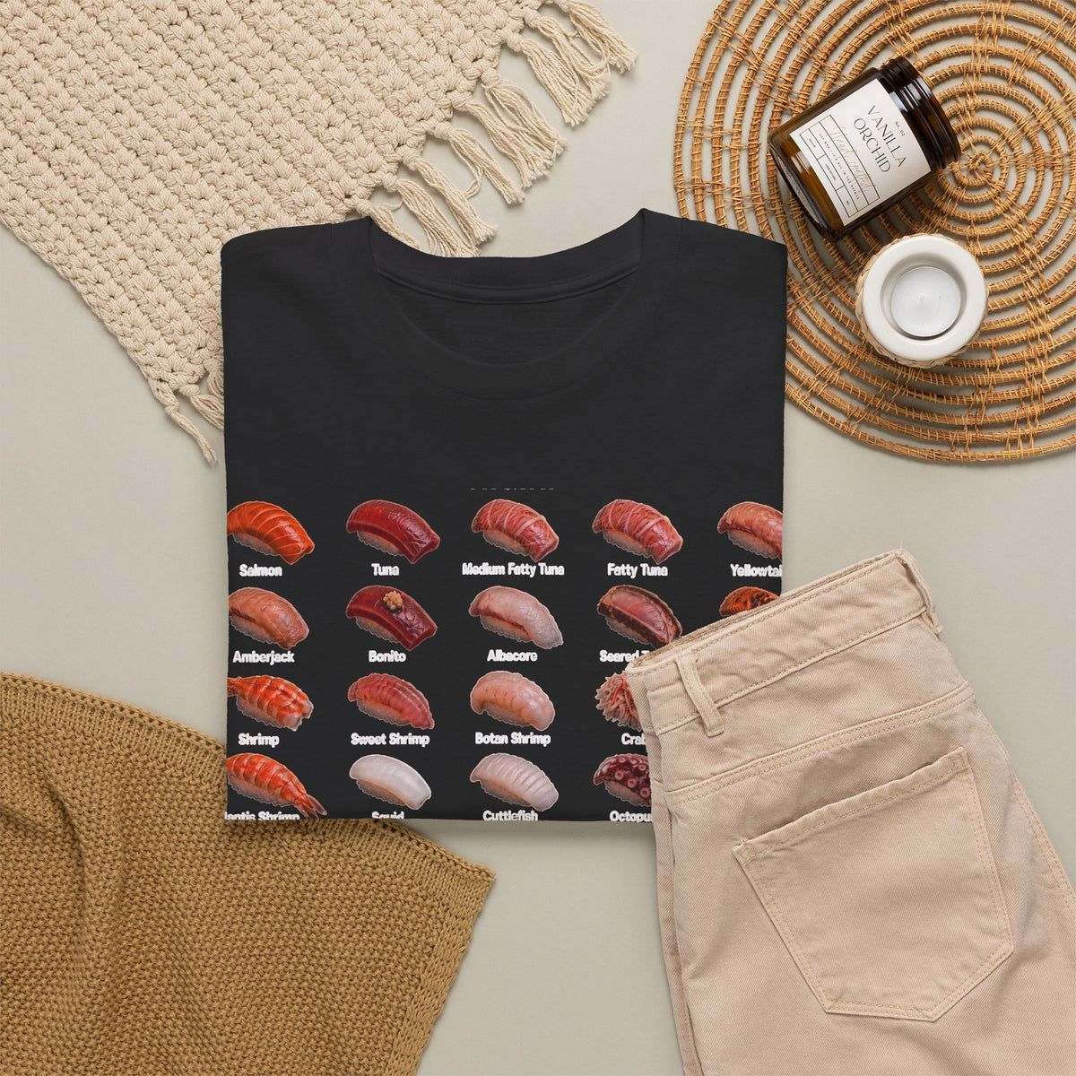 Sushi Nigiri Chart T-Shirt — Japanese Sushi Guide Tee for Foodies