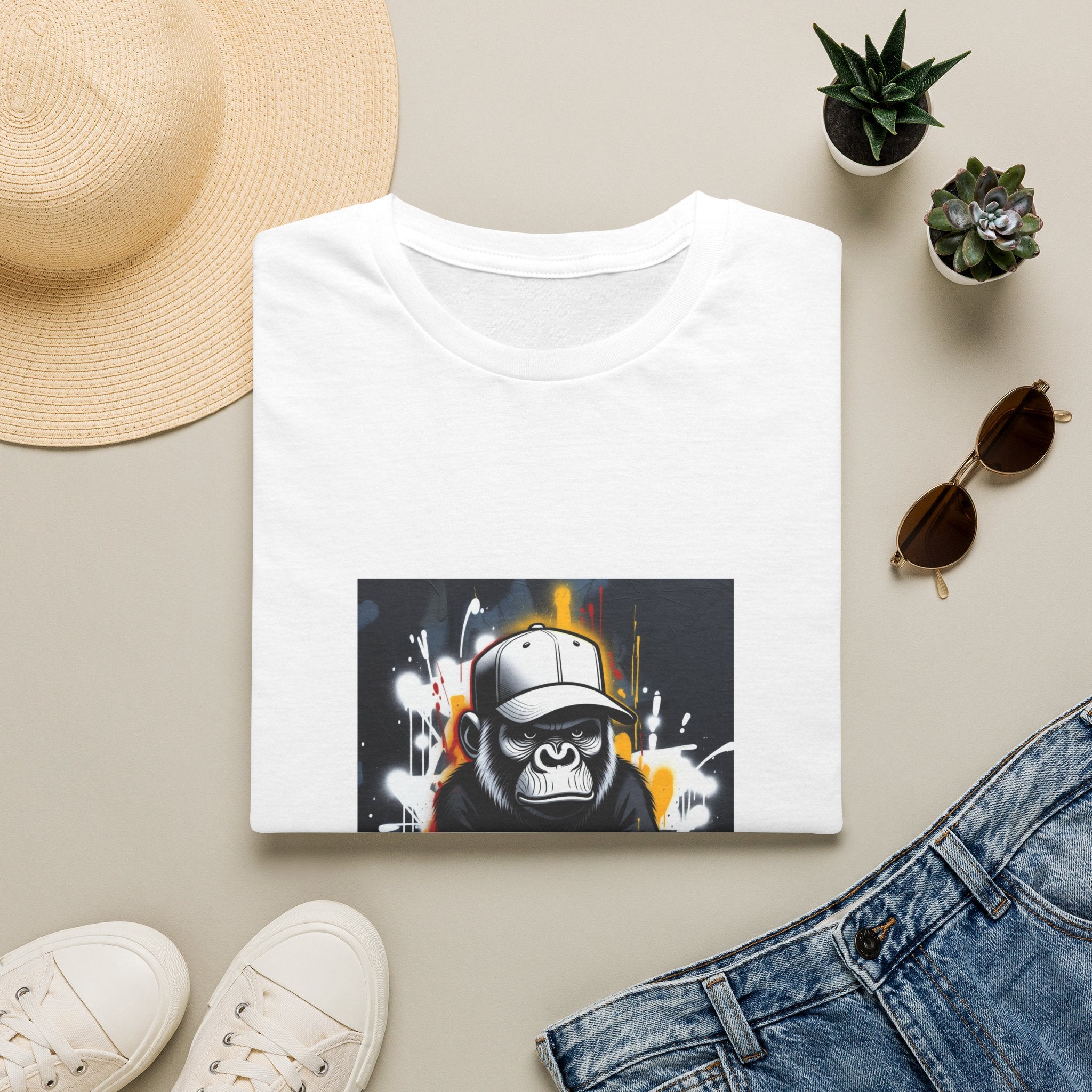 Skateboarding Gorilla Graphic T-Shirt — Urban Street Art Tee
