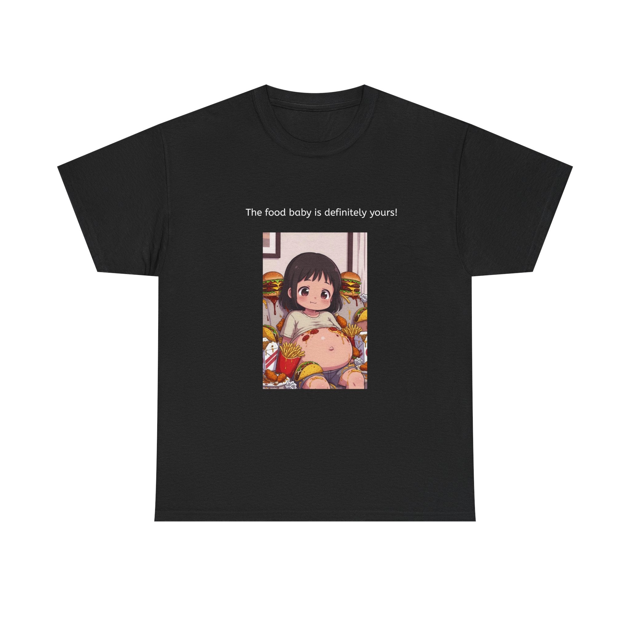 Anime Snack Girl T-Shirt — “The food baby is definitely yours” Cute Kawaii Graphic Tee