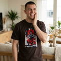 Samurai Red Moon Tee | Japanese Warrior Illustration, Ink Brush Art