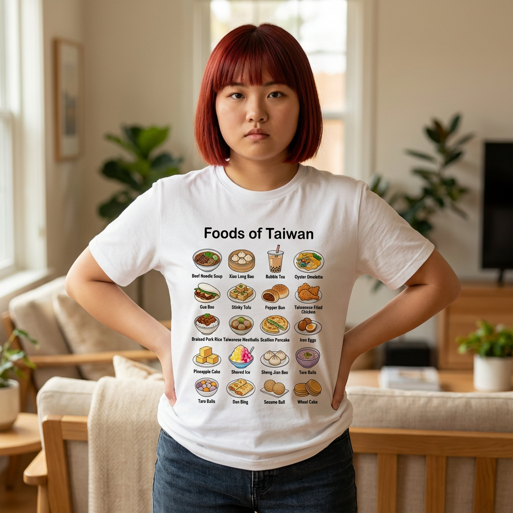 Taiwan Foods Chart T-Shirt — Illustrated Local Dishes Guide