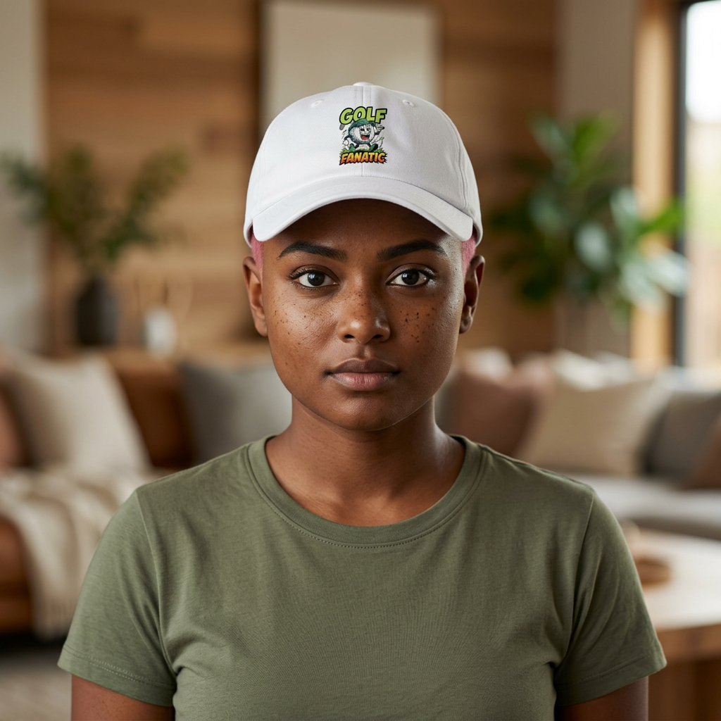 Golf Fanatic Low Profile Baseball Cap — Cartoon Golf Skull Design