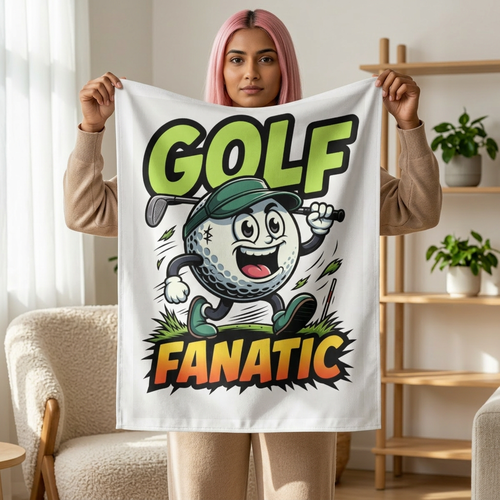 Golf Fanatic Wall Tapestry — Retro Cartoon Golf Ball Decor for Golf Lovers