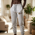 Embroidered Bee Logo Joggers — Lightweight Grey Casual Sweatpants