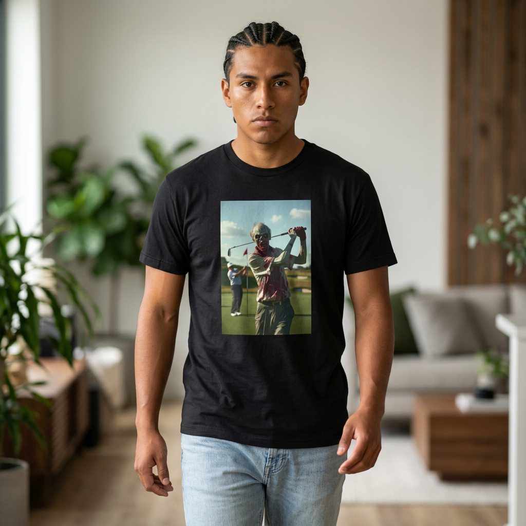 Golfer Swing Photo Tee | Vintage Golf Course Graphic T-Shirt