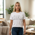 Moderation in eating Quote White T-Shirt —Minimal Script Tee