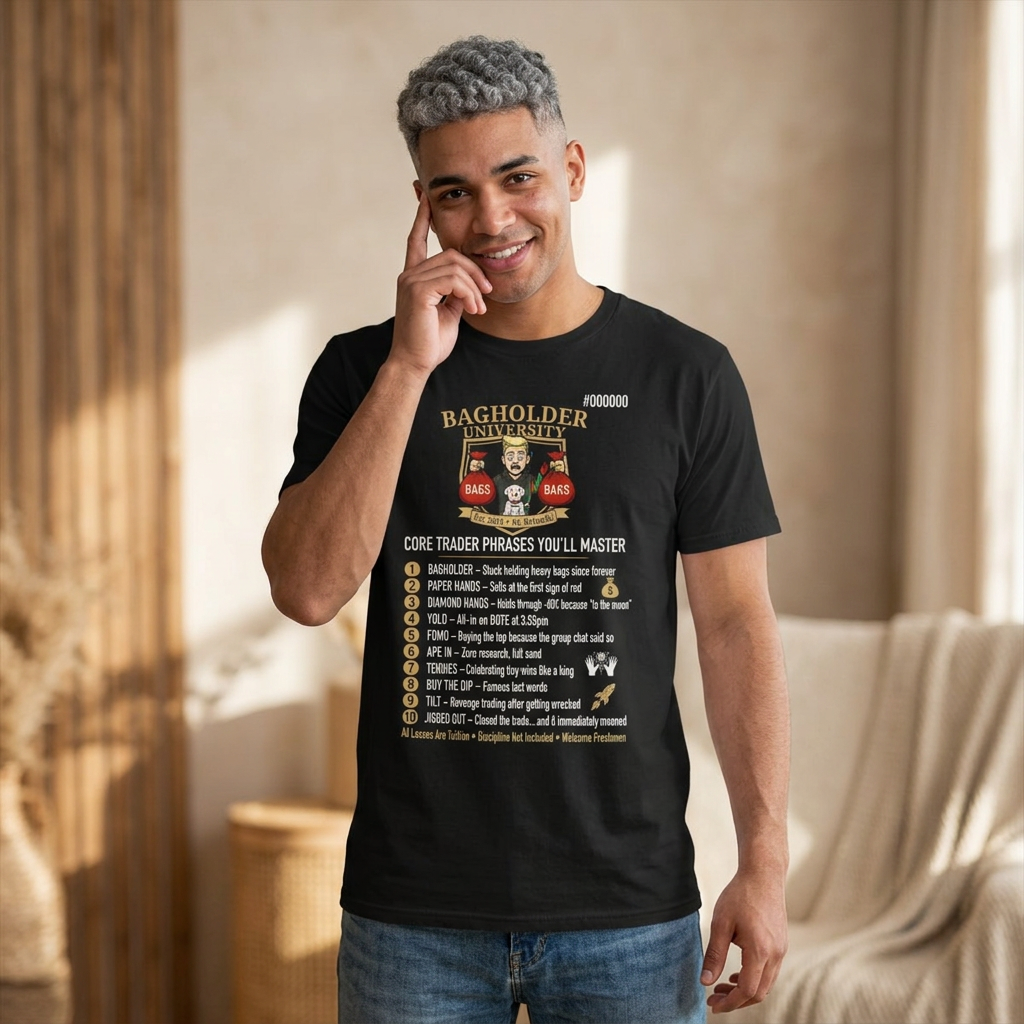 Bagholder Trader T‑Shirt — "Core Trader Phrases You'll Master" Crypto Investing Tee
