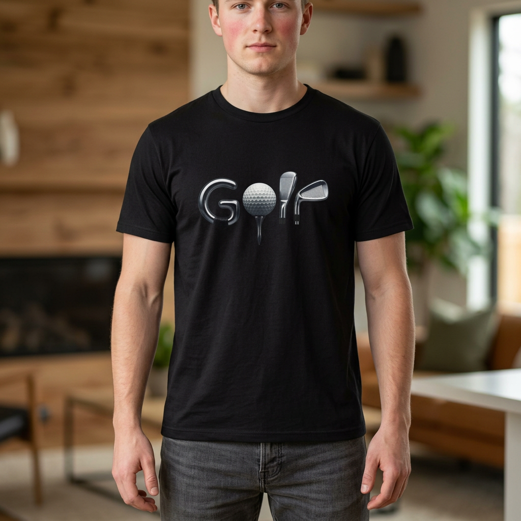 Golf Clubs Graphic Tee — Golf Ball & Clubs Logo Shirt for Golfers